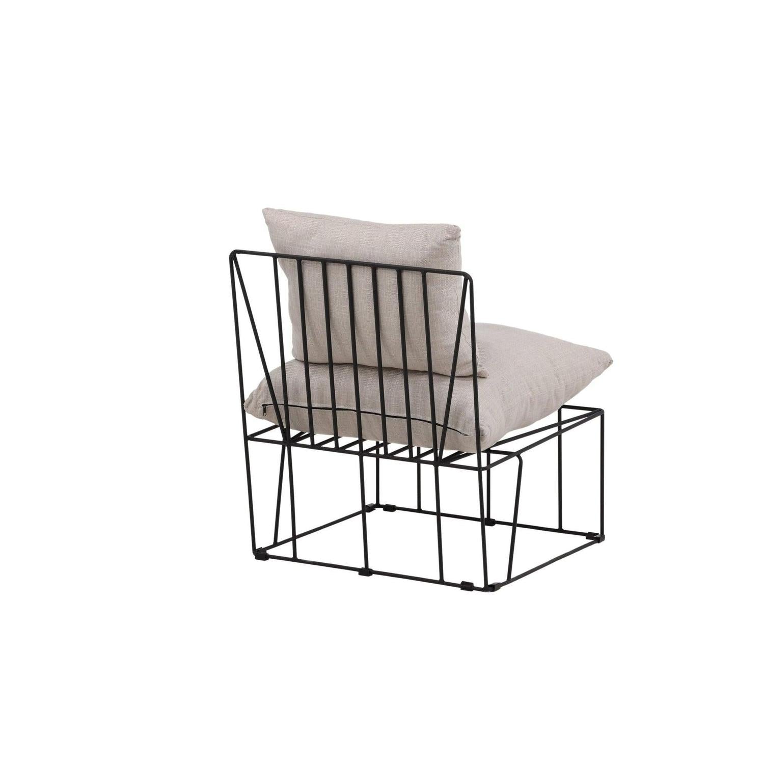 Sessel Livonia aus Leinen mit Metallgestell - Schwarz-Sessel-Venture Home-le canapé