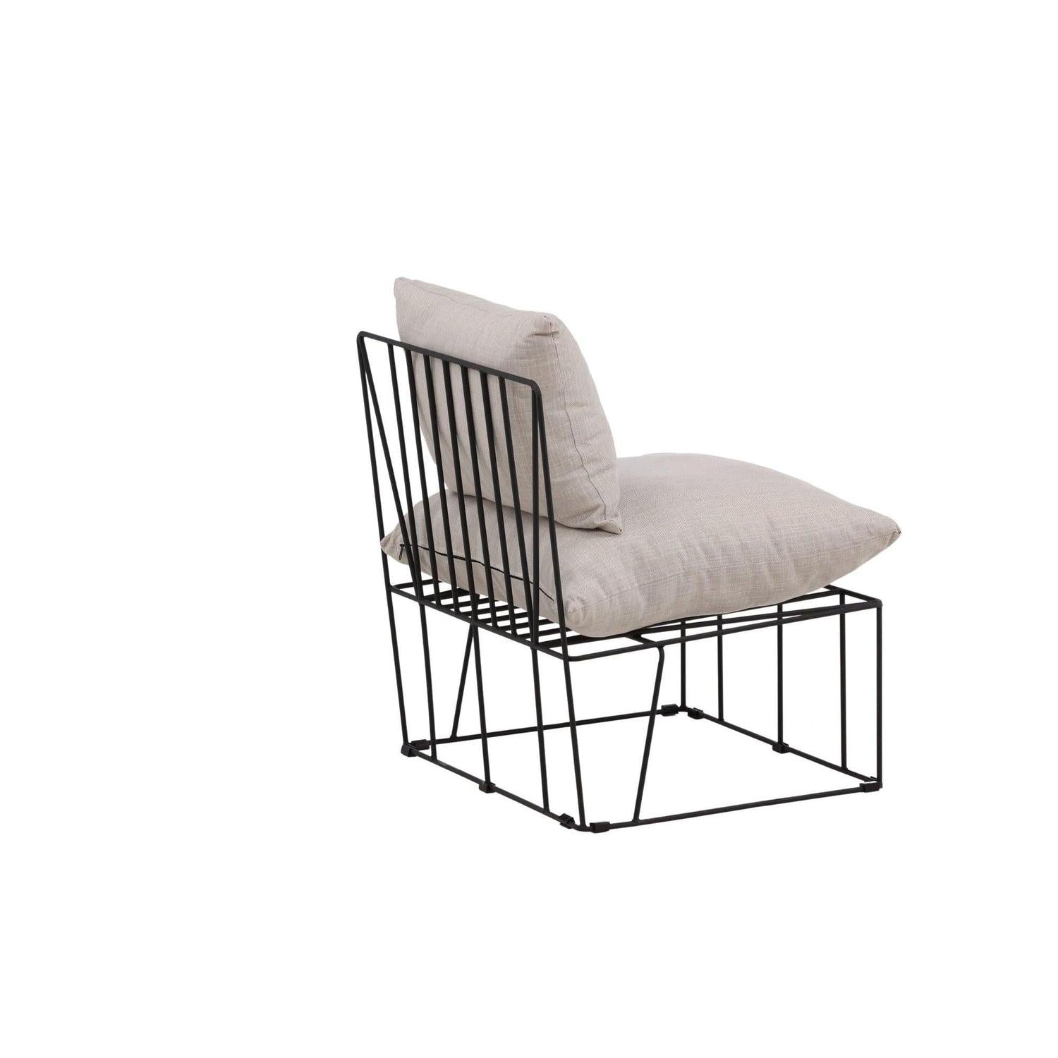 Sessel Livonia aus Leinen mit Metallgestell - Schwarz-Sessel-Venture Home-le canapé