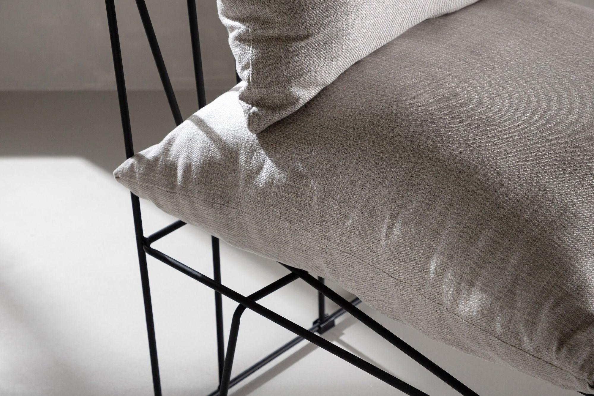 Sessel Livonia aus Leinen mit Metallgestell - Schwarz-Sessel-Venture Home-le canapé