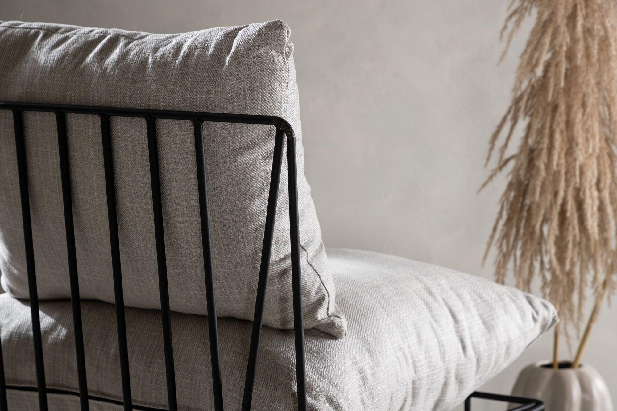 Sessel Livonia aus Leinen mit Metallgestell - Schwarz-Sessel-Venture Home-le canapé