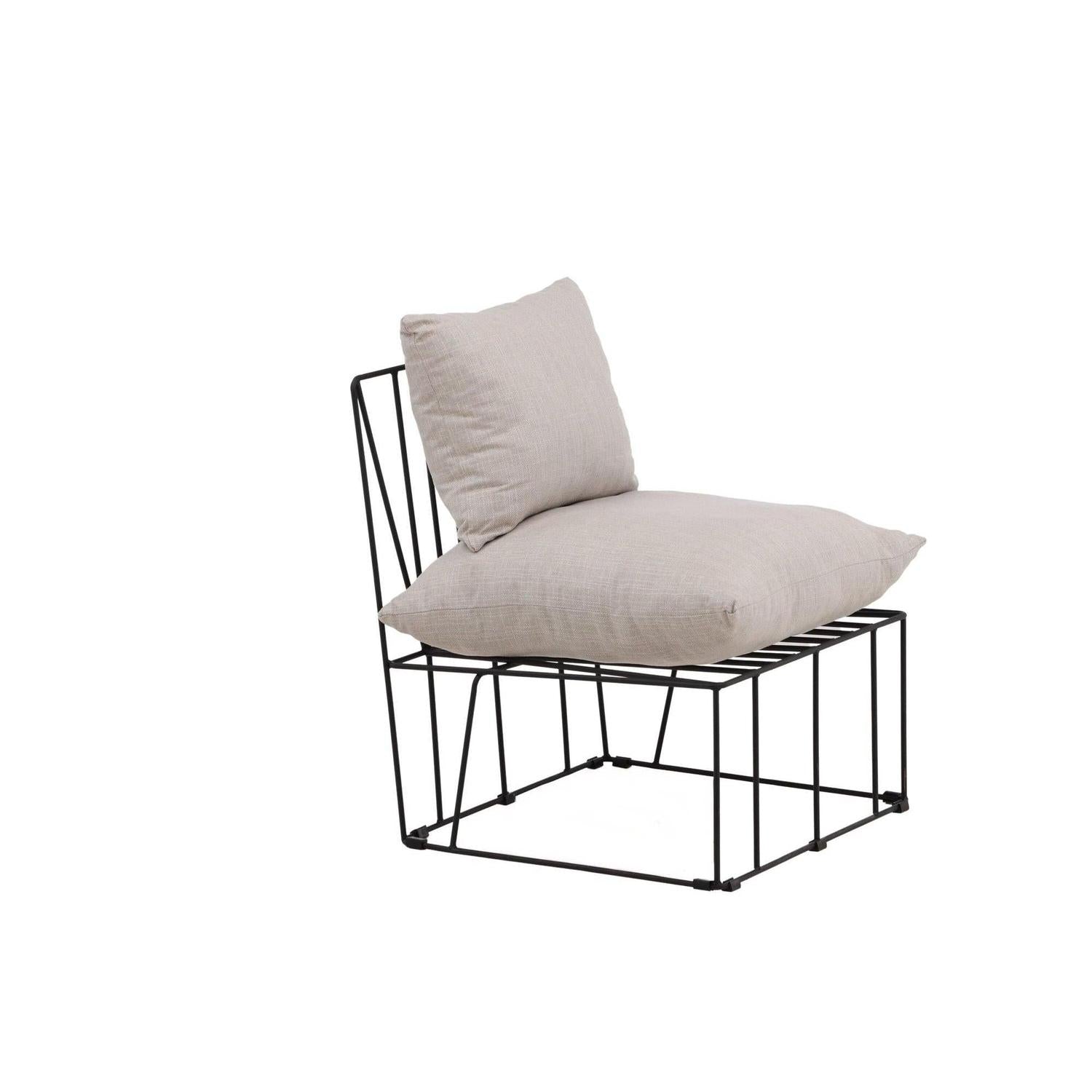 Sessel Livonia aus Leinen mit Metallgestell - Schwarz-Sessel-Venture Home-le canapé