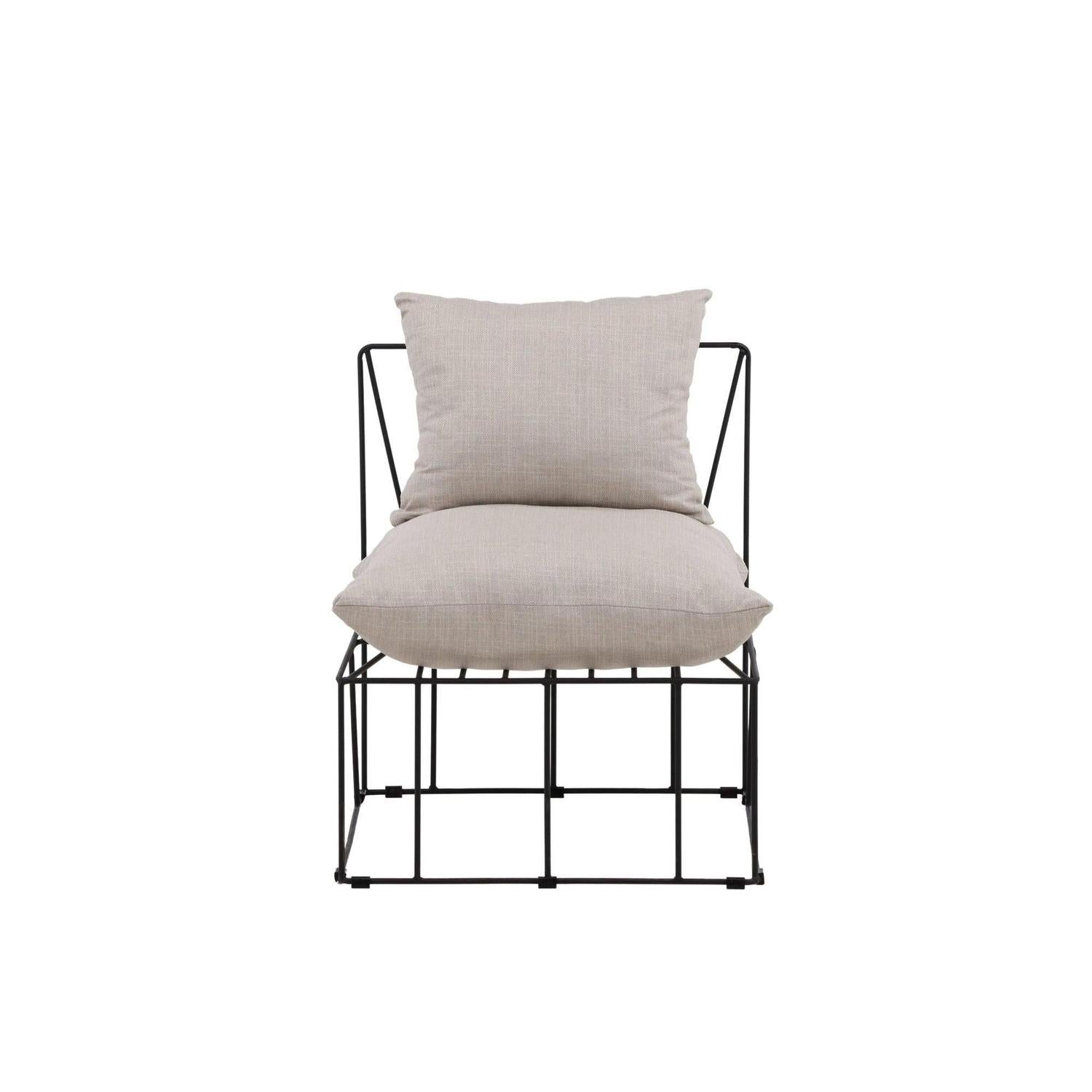 Sessel Livonia aus Leinen mit Metallgestell - Schwarz-Sessel-Venture Home-le canapé