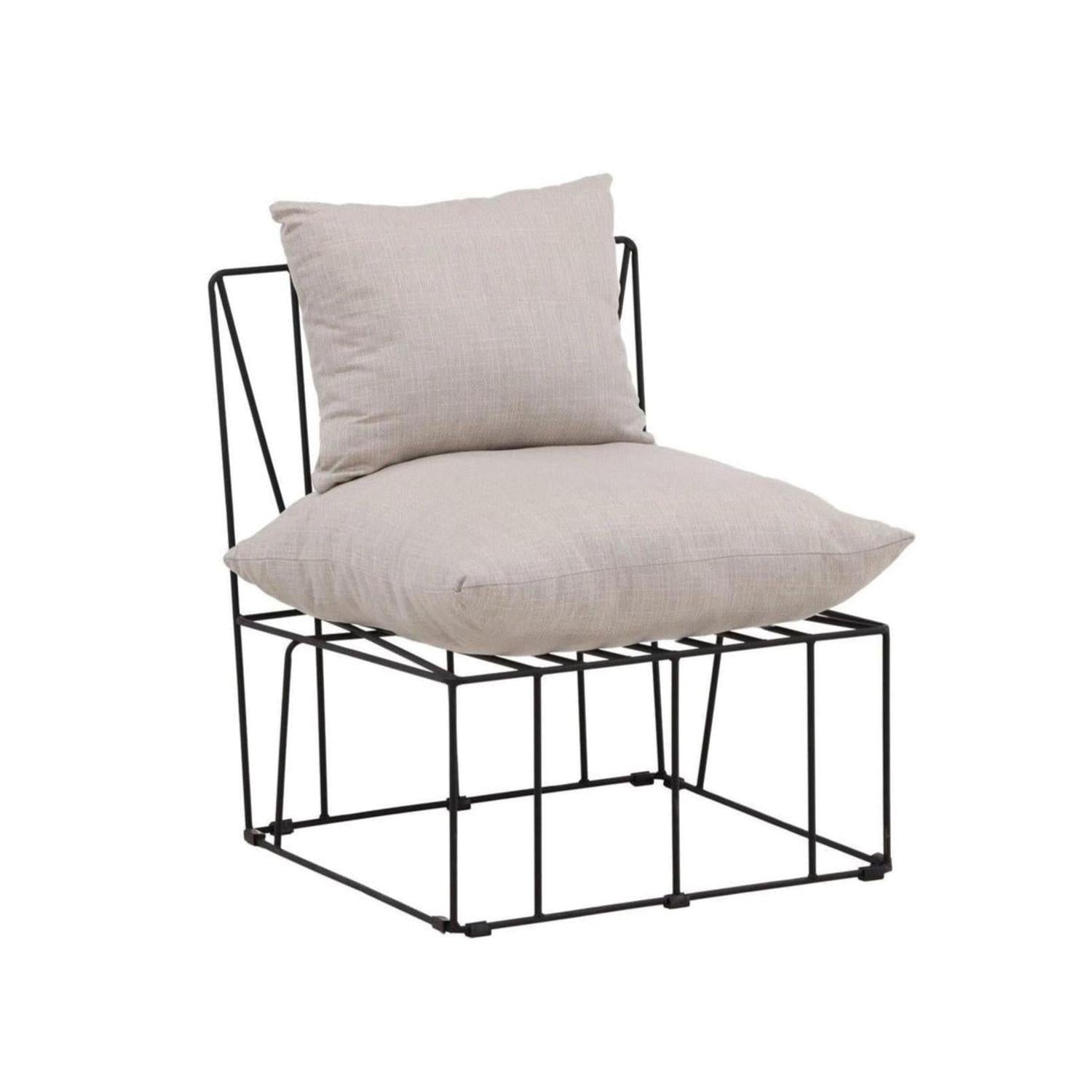 Sessel Livonia aus Leinen mit Metallgestell - Schwarz-Sessel-Venture Home-le canapé