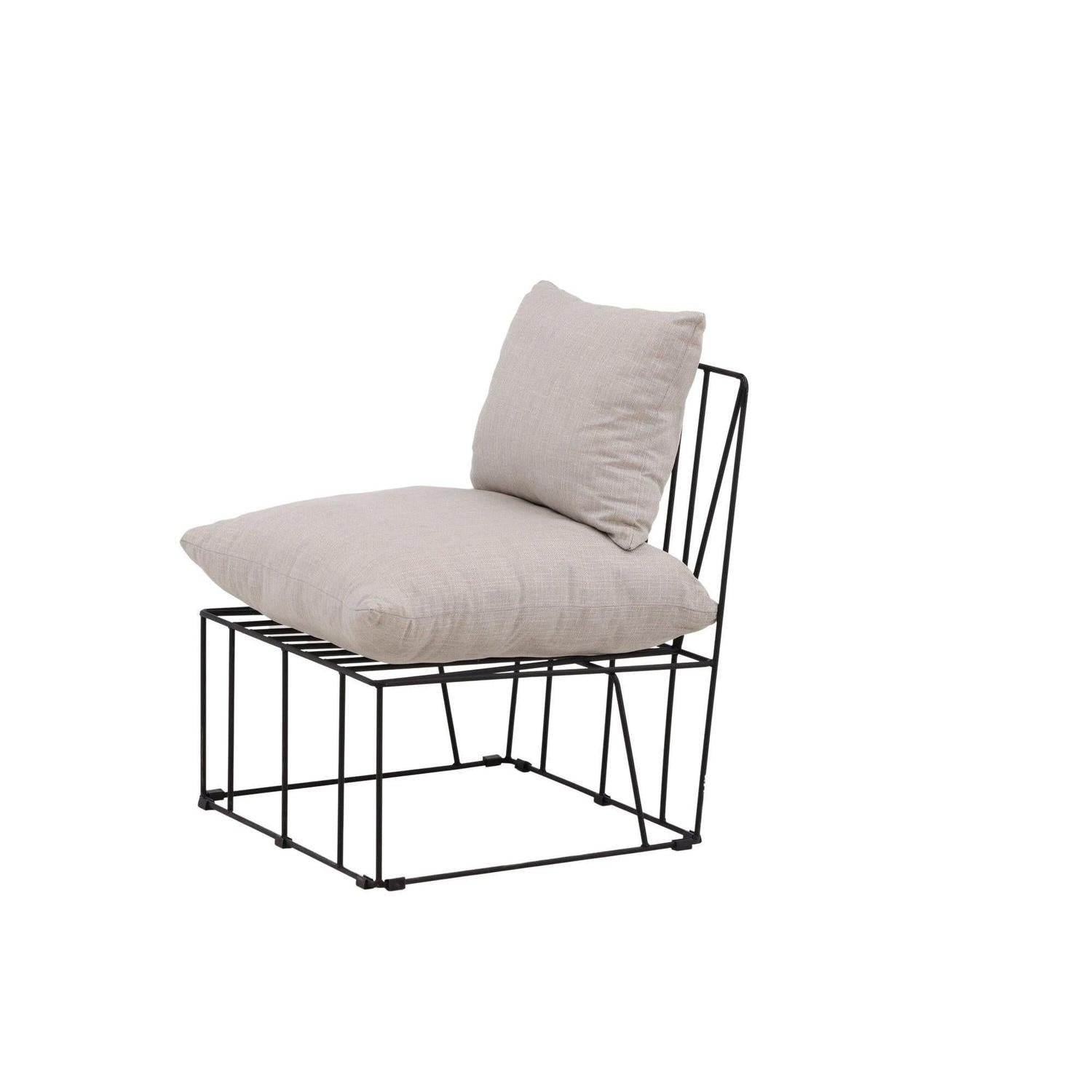 Sessel Livonia aus Metall und Leinen - Schwarz / LeinenSessel