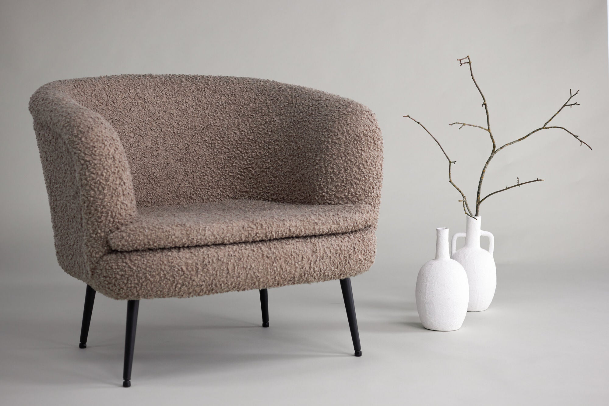 Sessel Nordkoster aus Teddy-Bouclé - Taupe-Sessel-Vind-le canapé