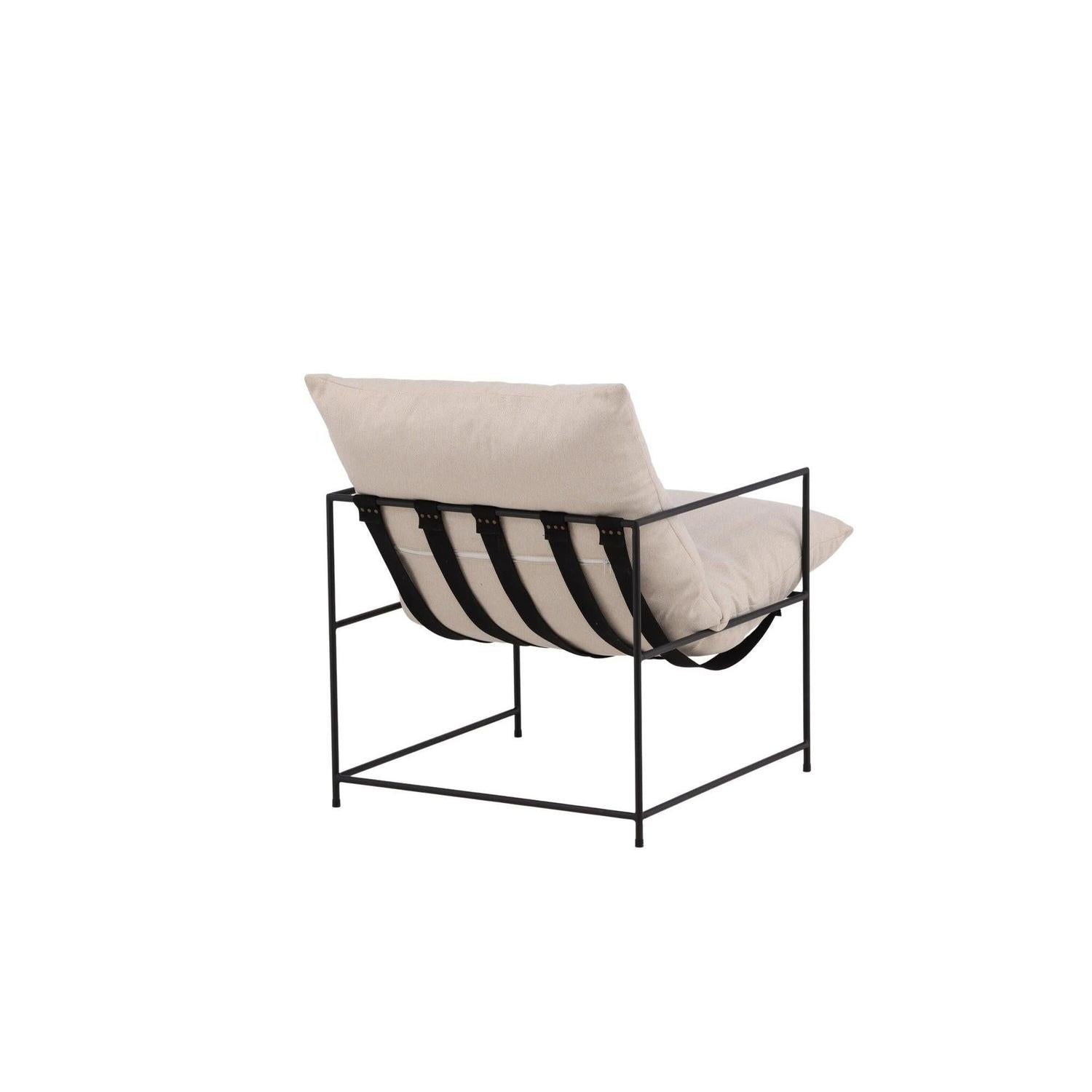 Sessel Sedalia aus Leinen mit Metallgestell - Schwarz-Loungesessel-Venture Home-le canapé