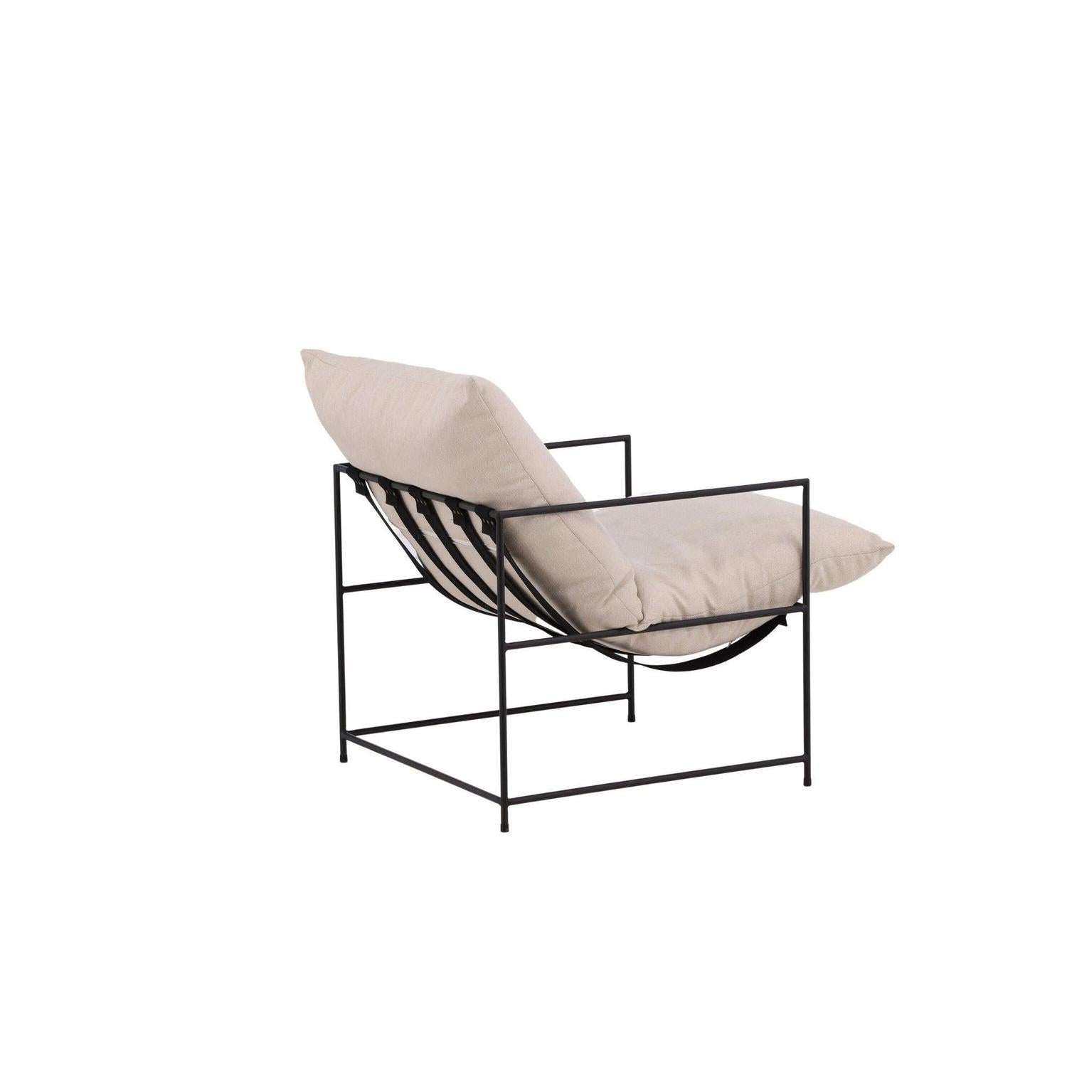 Sessel Sedalia aus Leinen mit Metallgestell - Schwarz-Loungesessel-Venture Home-le canapé