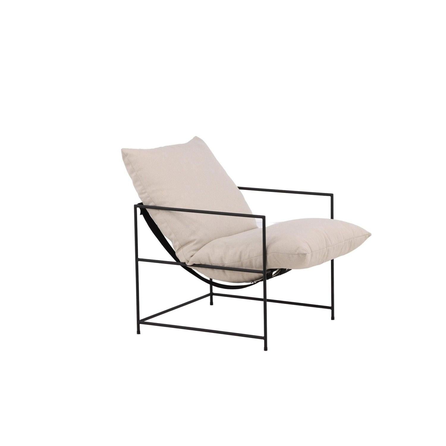 Sessel Sedalia aus Leinen mit Metallgestell - Schwarz-Loungesessel-Venture Home-le canapé