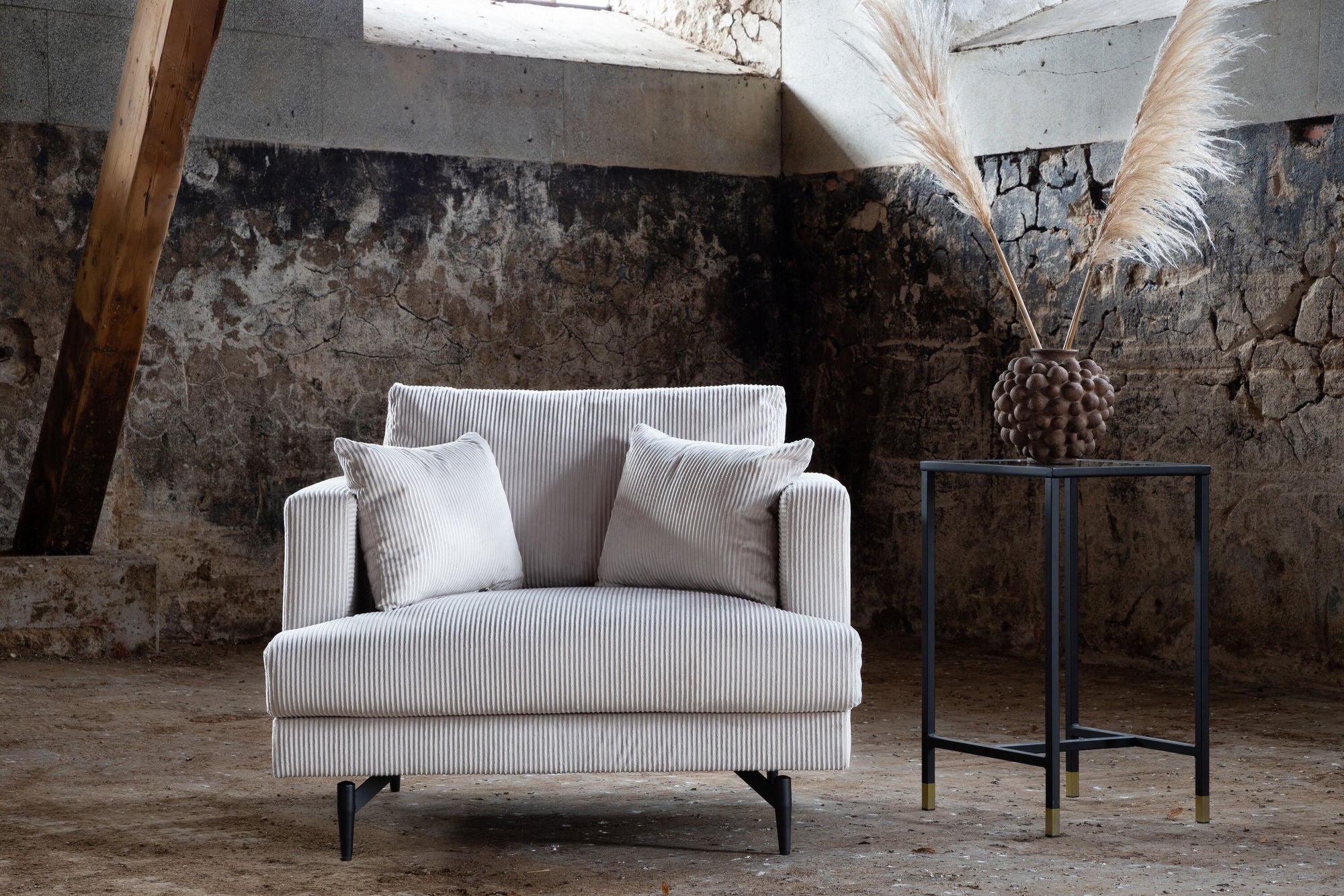 Sessel Sofia aus Kord - Beige-Sessel-Venture Home-le canapé