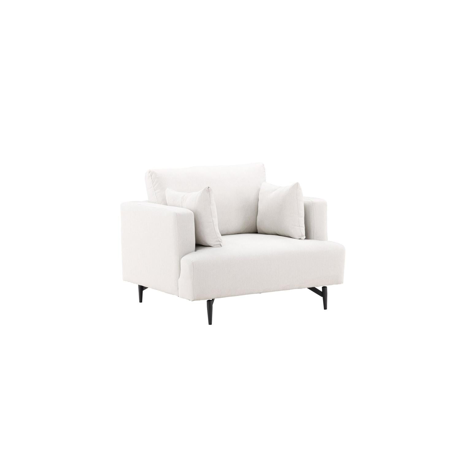 Sessel Sofia aus Leinen - Cremeweiß-Sessel-Venture Home-le canapé