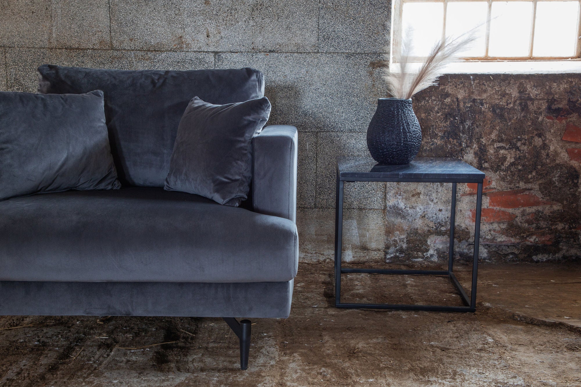 Sessel Sofia aus Samt - Dunkelgrau-Sessel-Venture Home-le canapé
