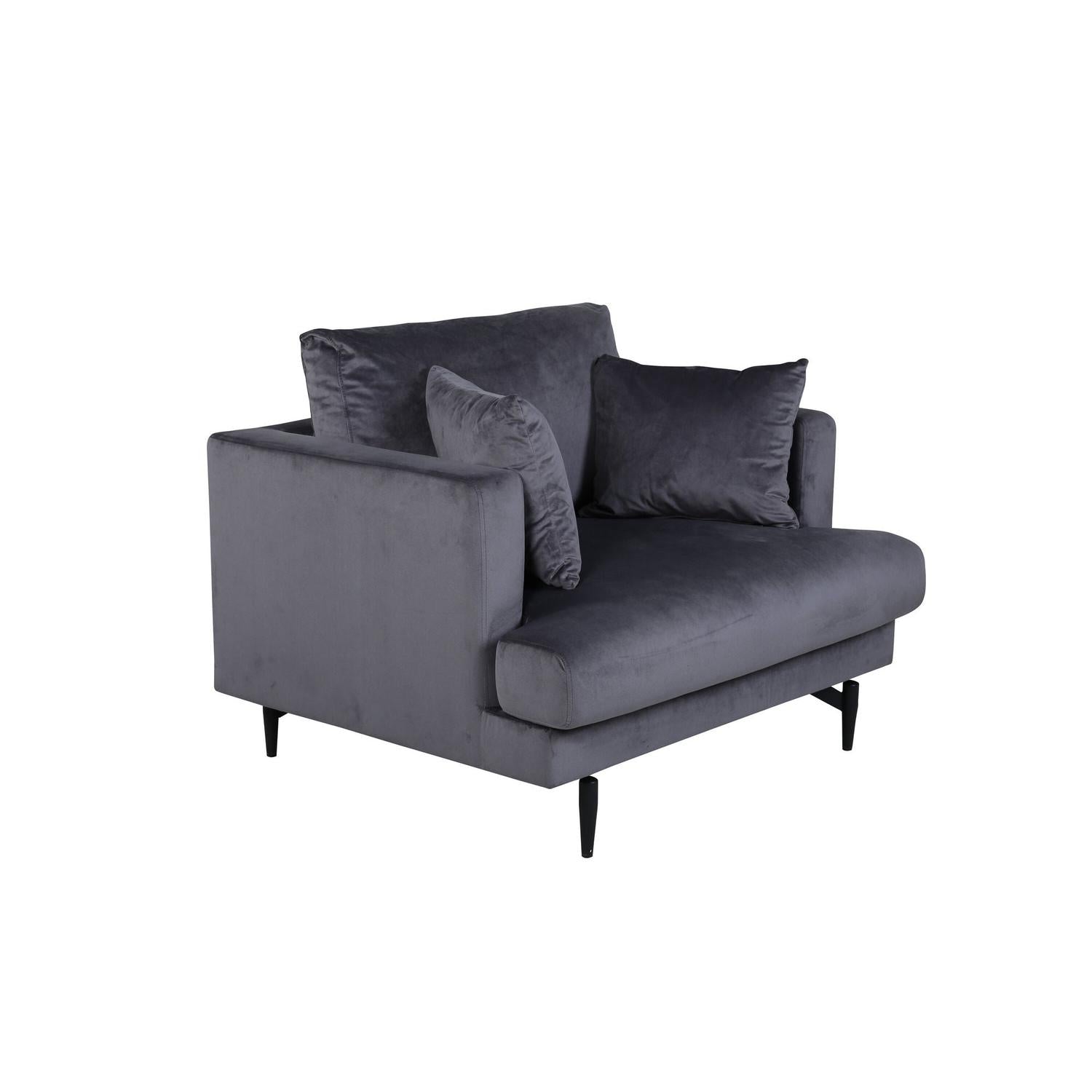 Sessel Sofia aus Samt - Dunkelgrau-Sessel-Venture Home-le canapé