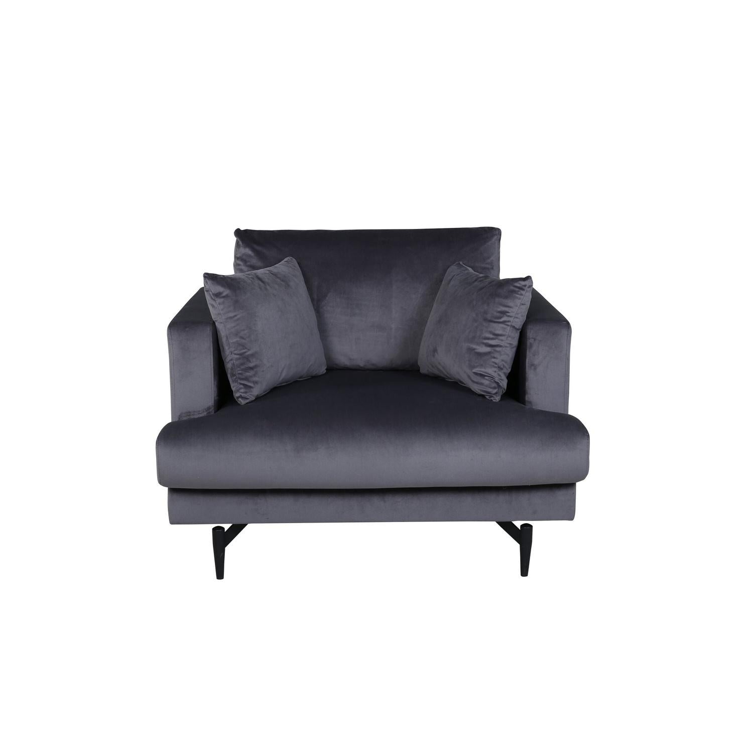 Sessel Sofia aus Samt - Dunkelgrau-Sessel-Venture Home-le canapé