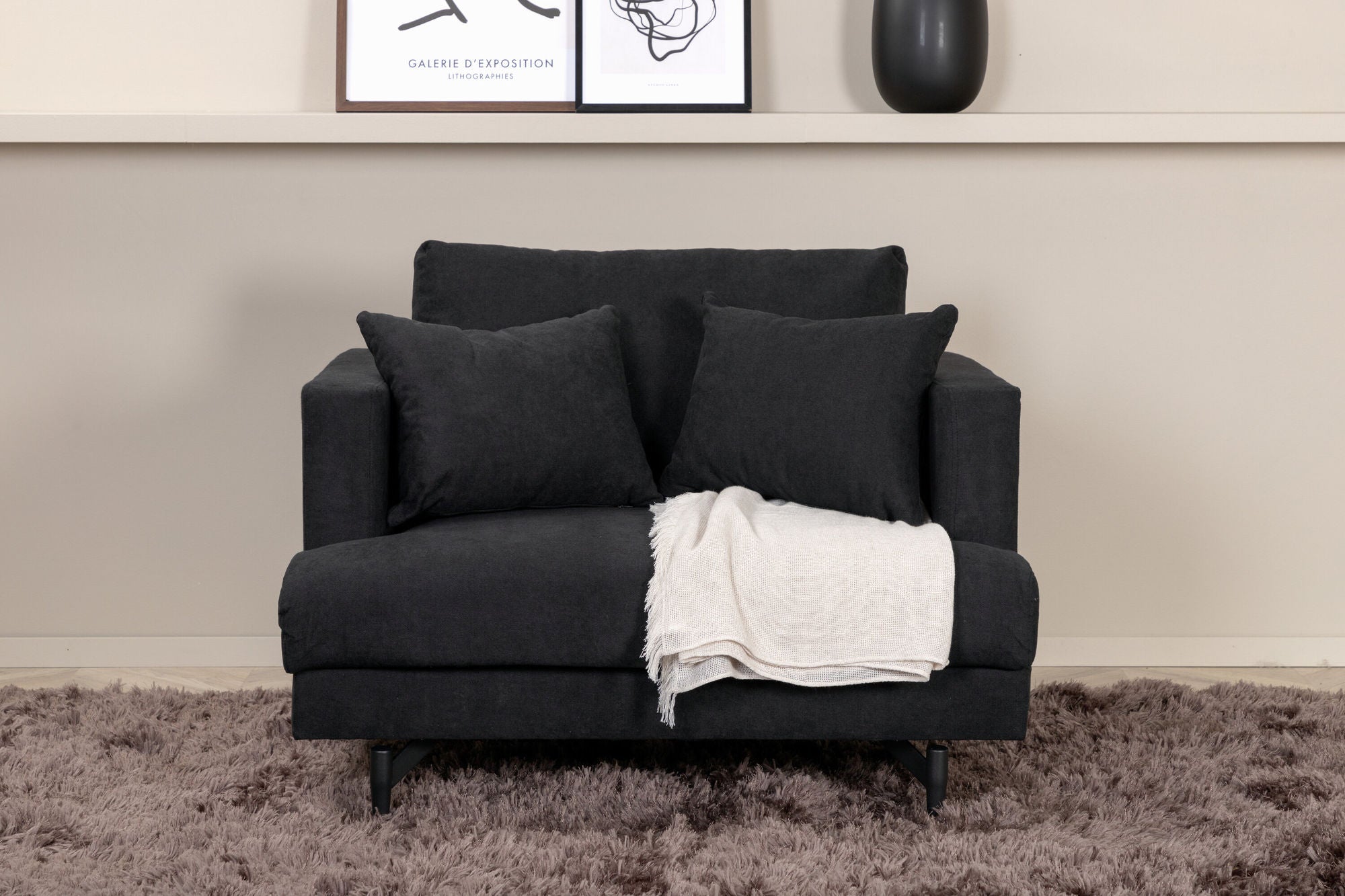 Sessel Sofia aus Stoff - Schwarz-Sessel-Venture Home-le canapé