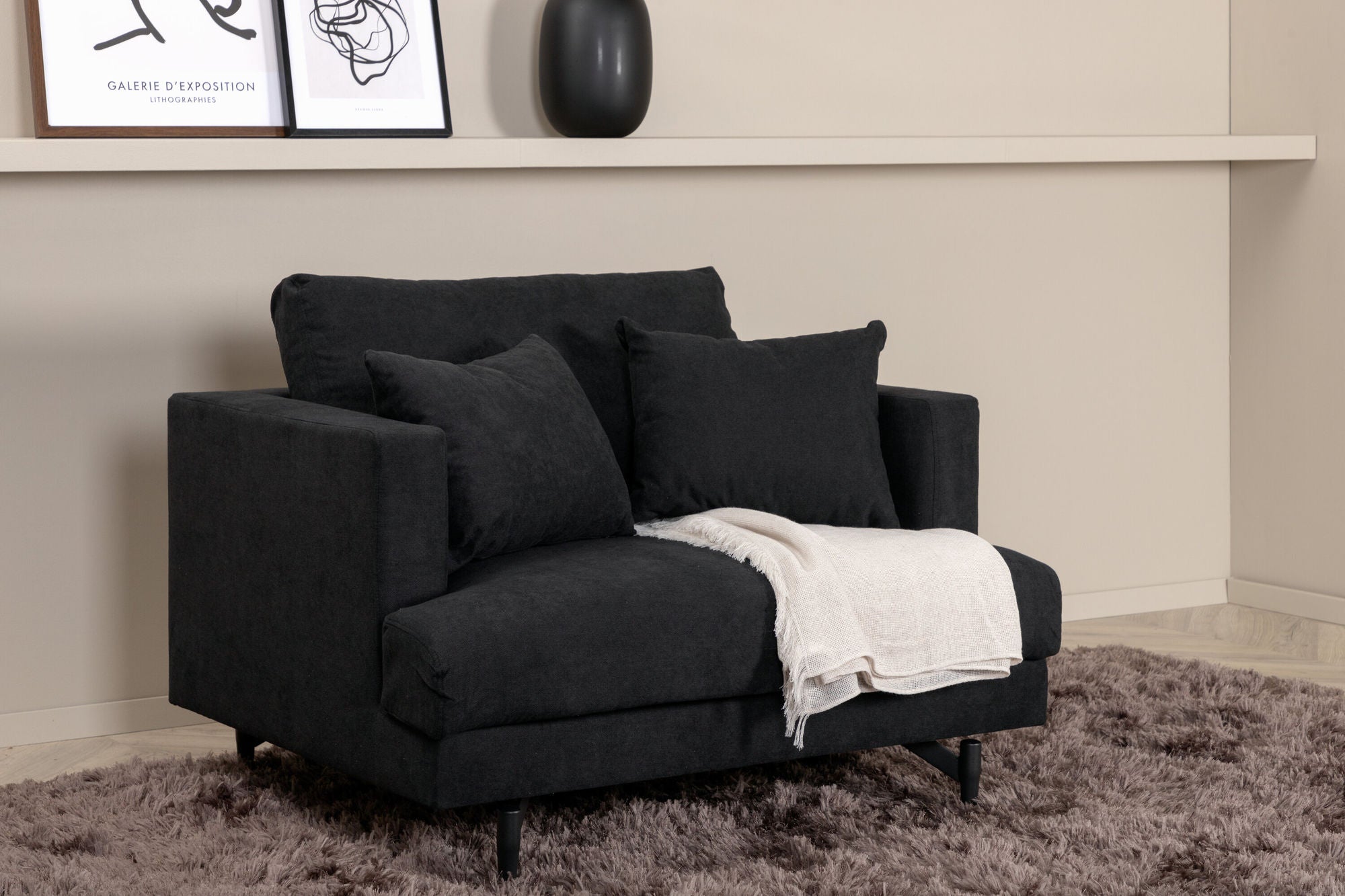 Sessel Sofia aus Stoff - Schwarz-Sessel-Venture Home-le canapé