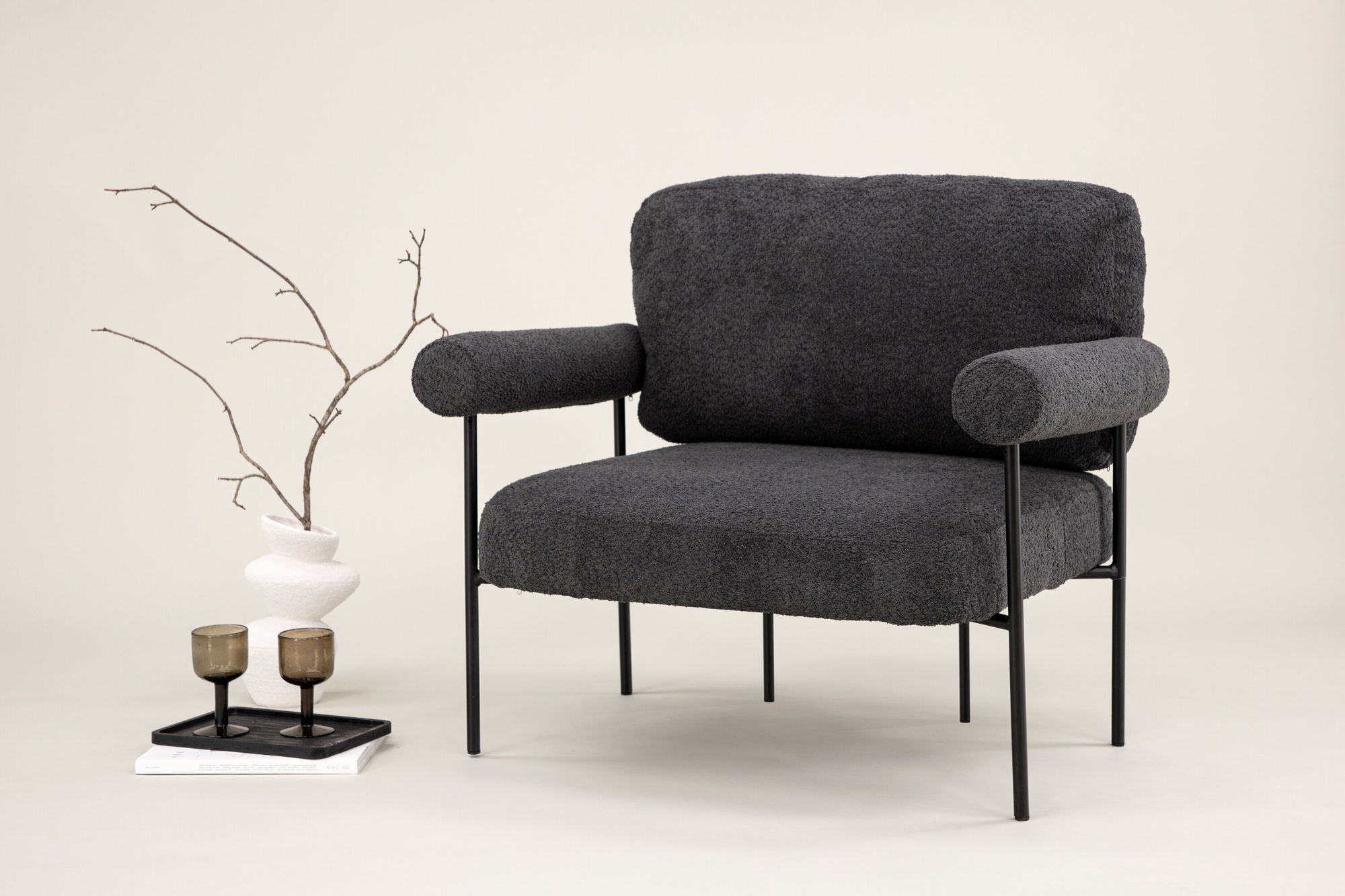 Sessel Tillberga x Josefin Lustig aus Teddy - Bouclé - DunkelgrauSessel