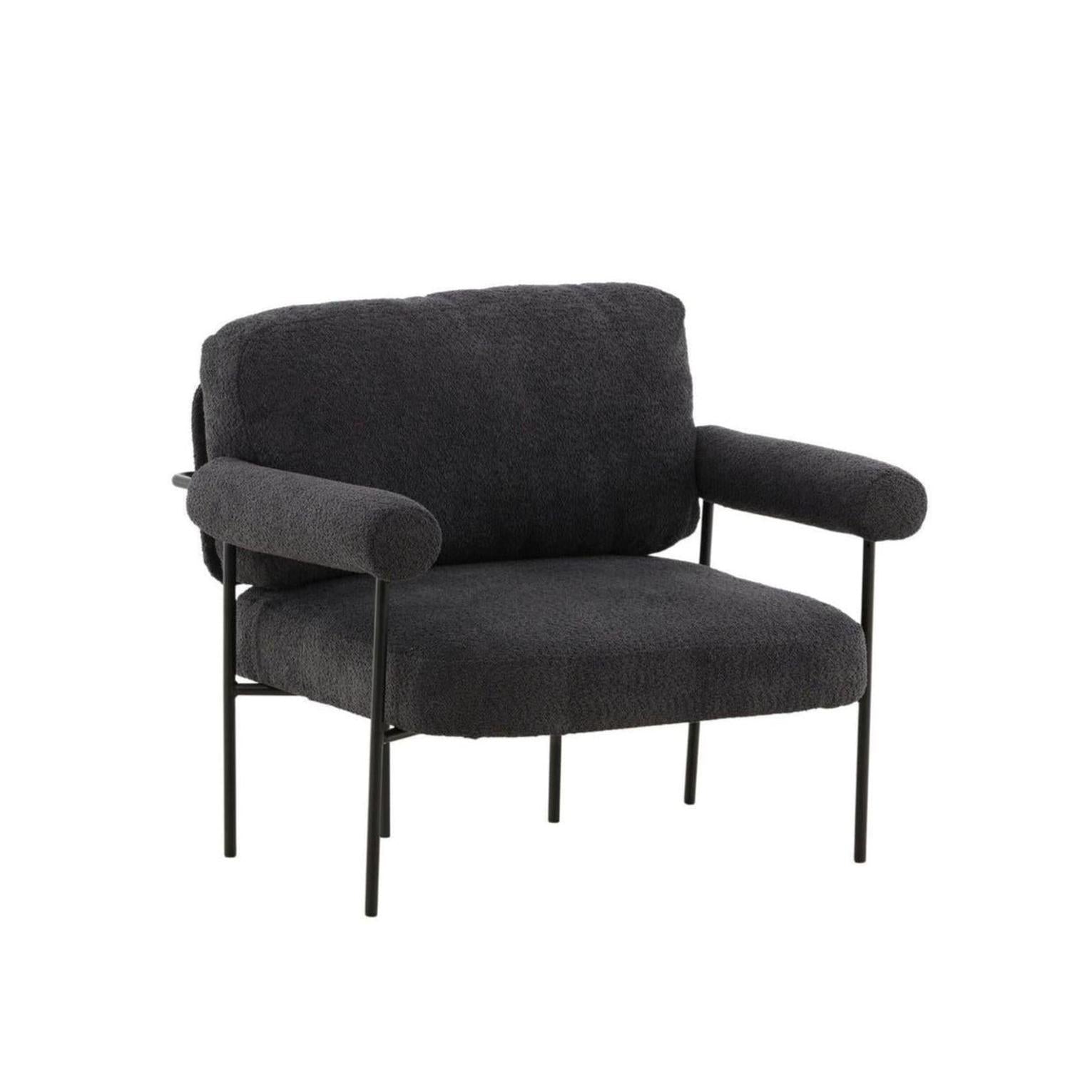 Sessel Tillberga x Josefin Lustig aus Teddy-Bouclé - Dunkelgrau-Sessel-Vind-le canapé