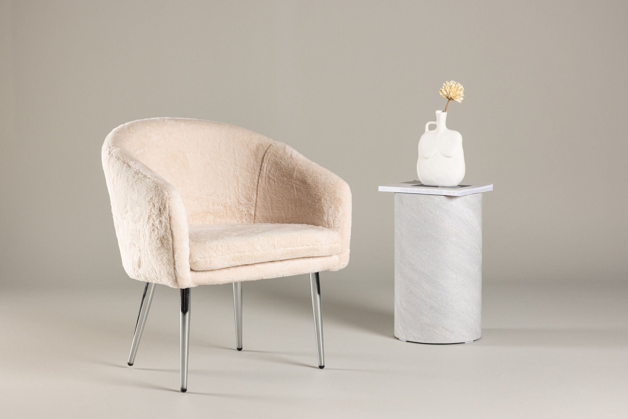 Sessel Wanda aus Teddy Bouclé - Beige-Sessel-Venture Home-le canapé