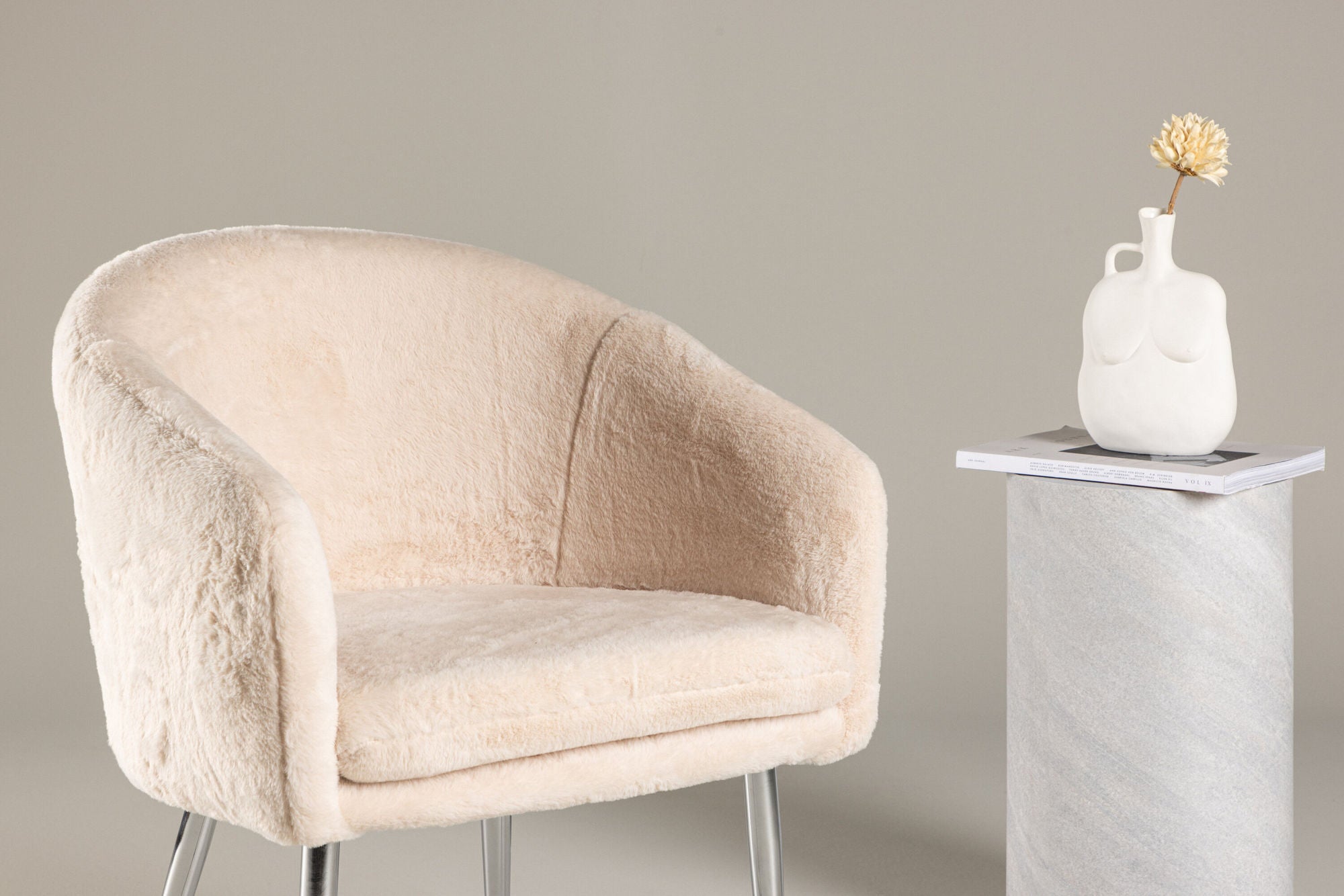 Sessel Wanda aus Teddy Bouclé - Beige-Sessel-Venture Home-le canapé