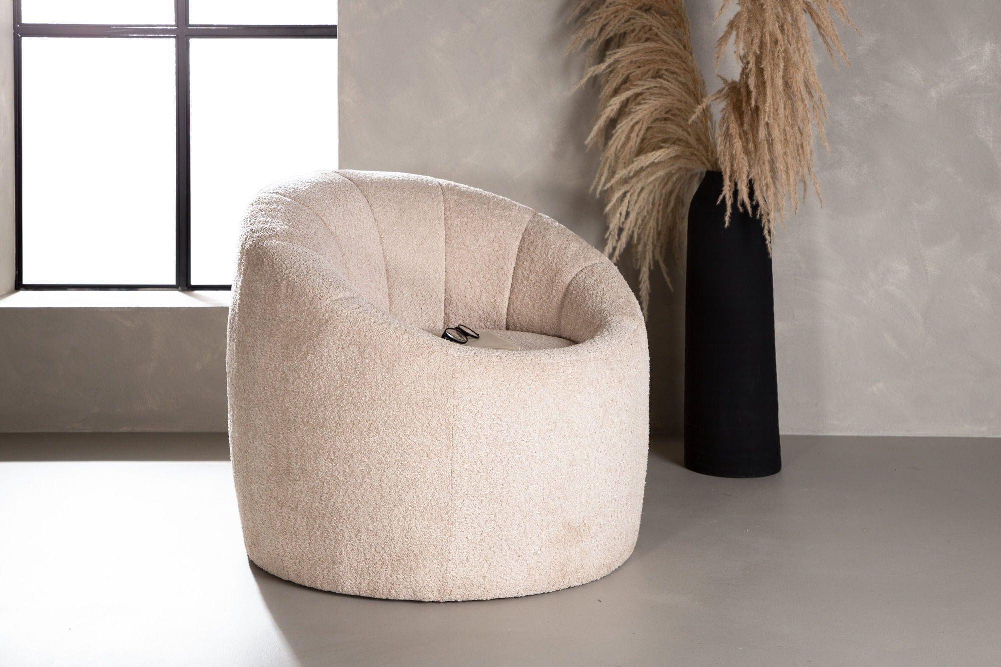 Sessel Warren aus Bouclé - / Teddystoff - BeigeSessel