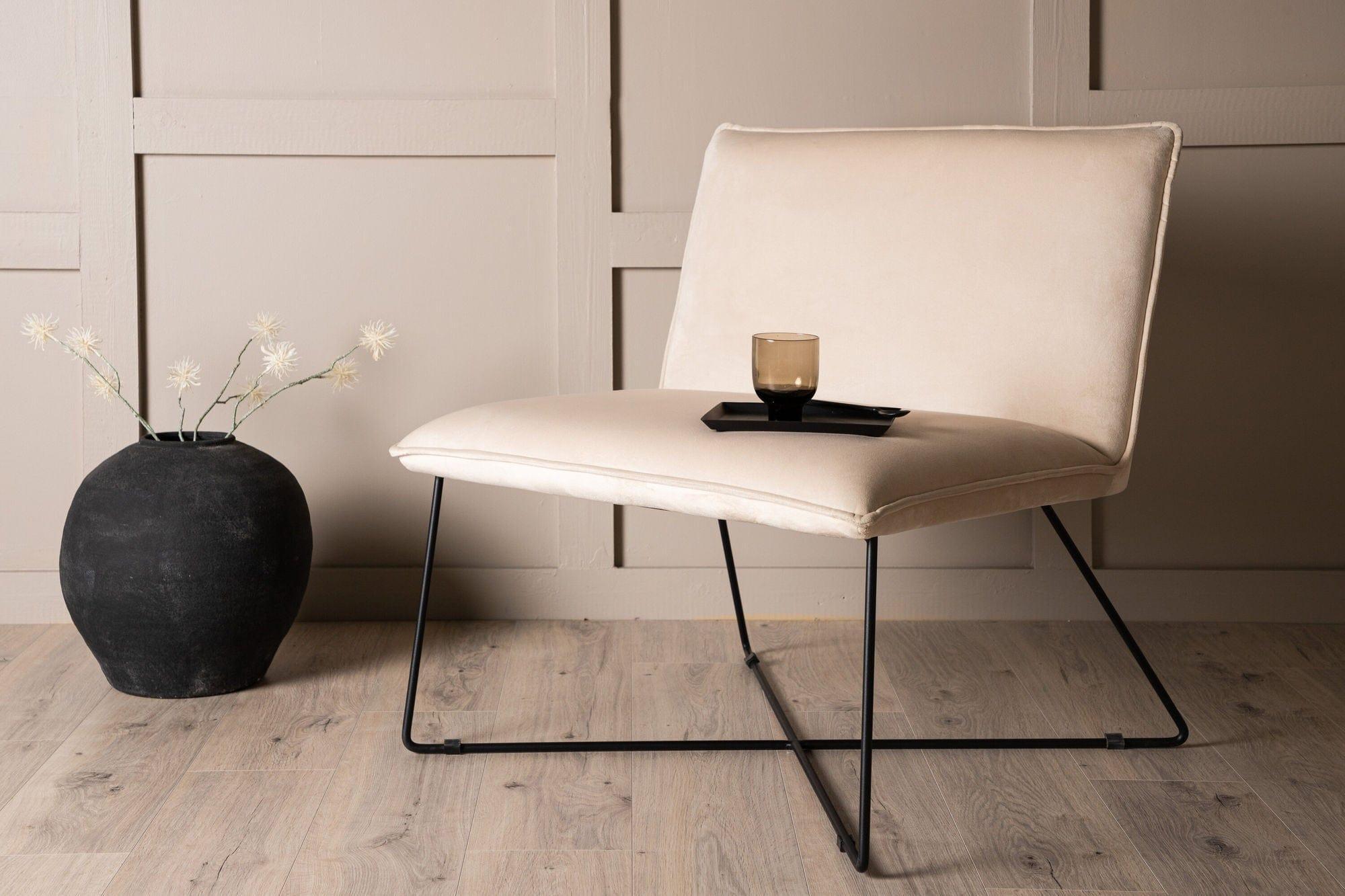 Sessel X-lounge aus Samt - Beige