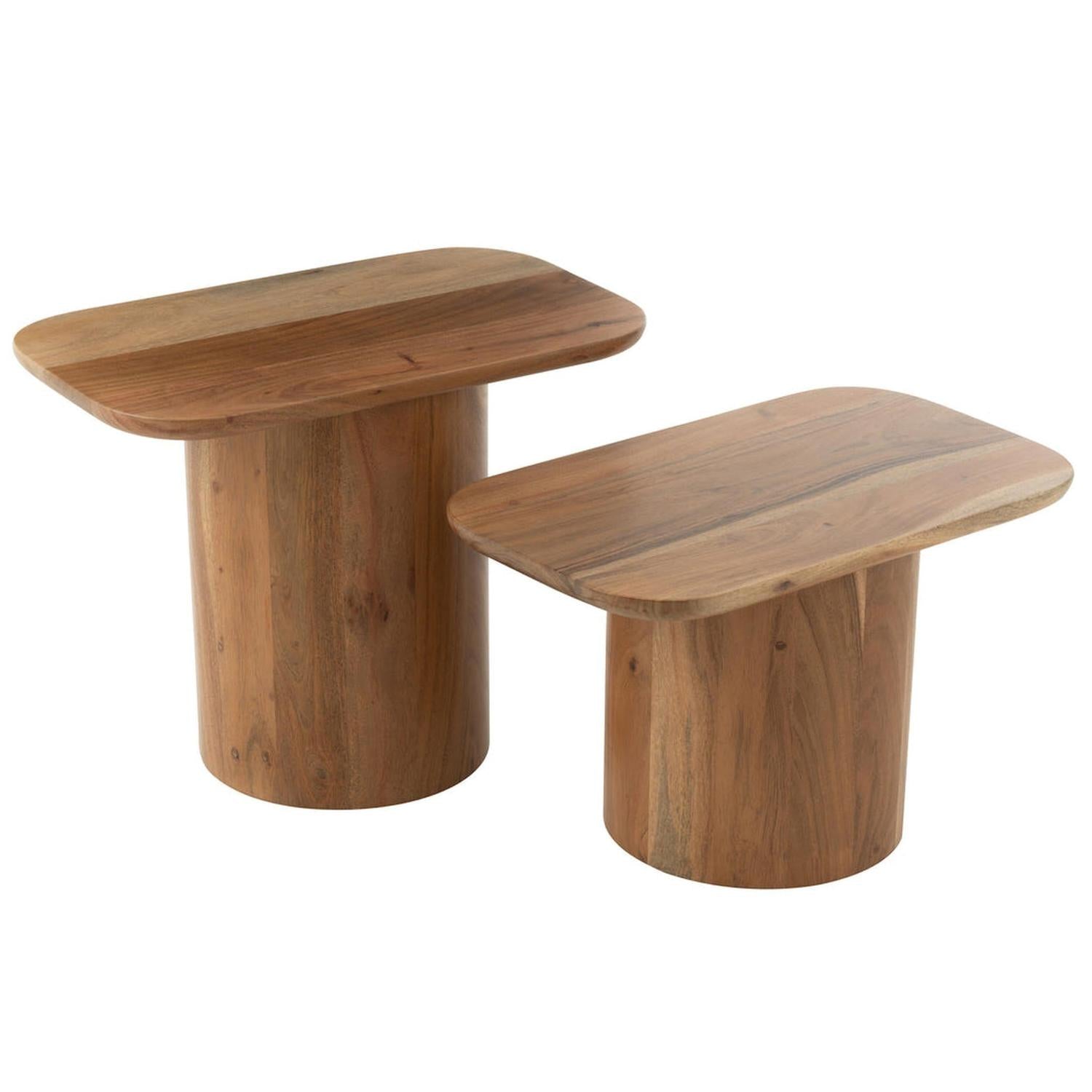 2er-Set Beistelltische aus Akazienholz/MDF - Natur-Beistelltisch-le canapé