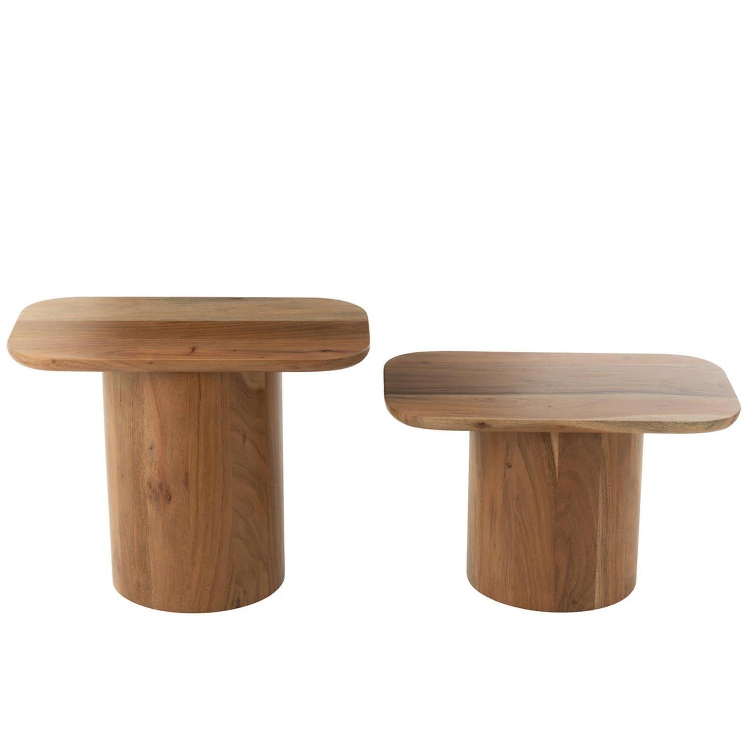 2er-Set Beistelltische aus Akazienholz/MDF - Natur-Beistelltisch-le canapé
