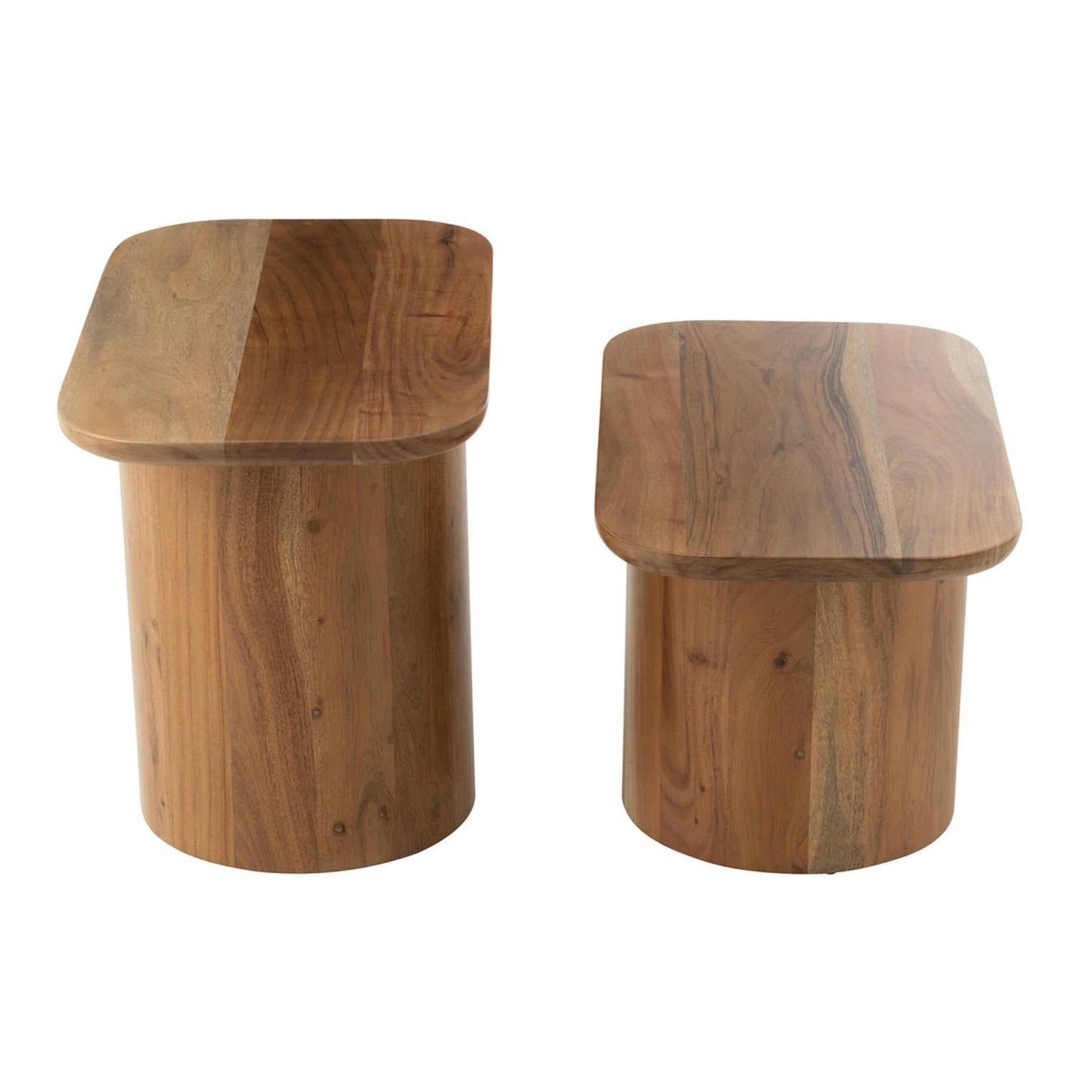 2er-Set Beistelltische aus Akazienholz/MDF - Natur-Beistelltisch-le canapé