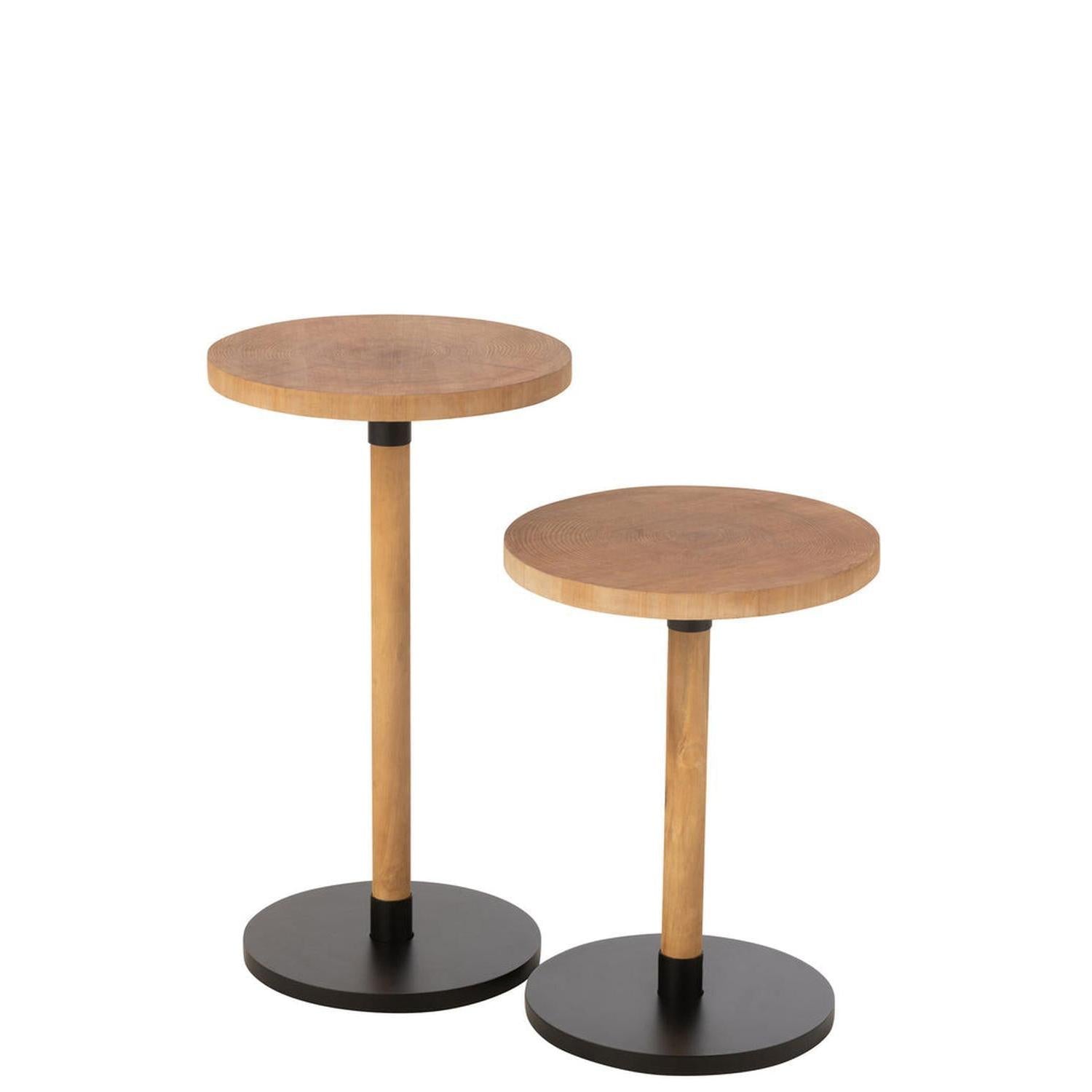 2er-Set Beistelltische Ron - Natur/Schwarz-Beistelltisch-le canapé