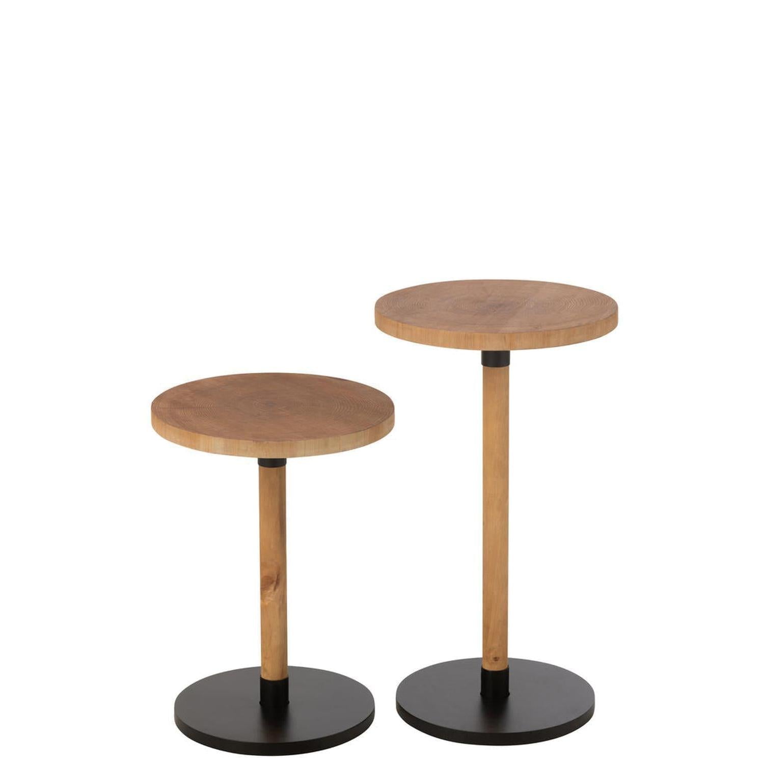 2er-Set Beistelltische Ron - Natur/Schwarz-Beistelltisch-le canapé