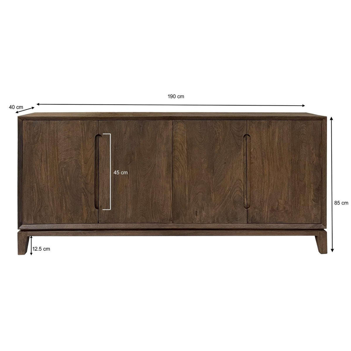 Sideboard Cortez aus Mangoholz 190cm - Dunkelbraun-Sideboards-Livingfurn-le canapé