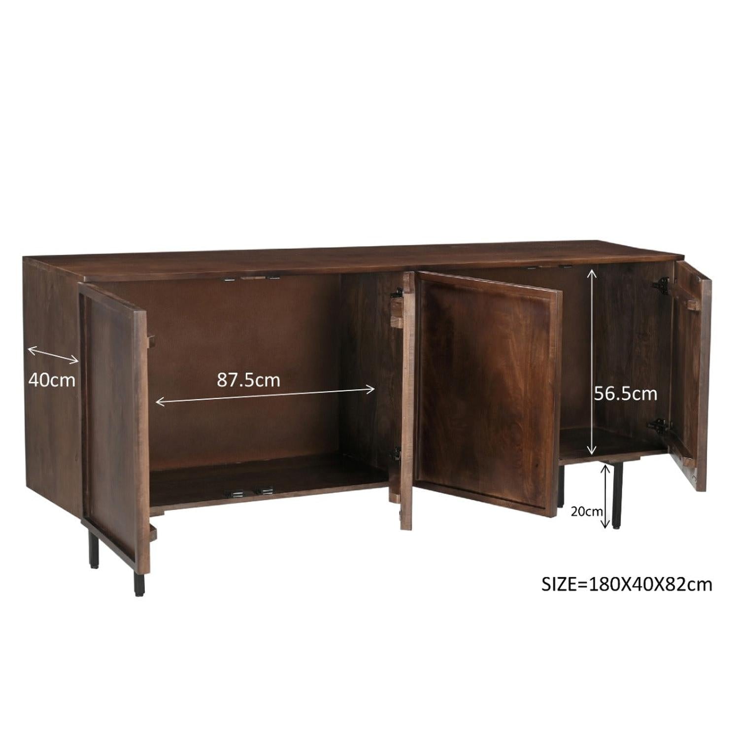 Sideboard Elan aus Mangoholz 180cm - Braun-Sideboards-Livingfurn-le canapé