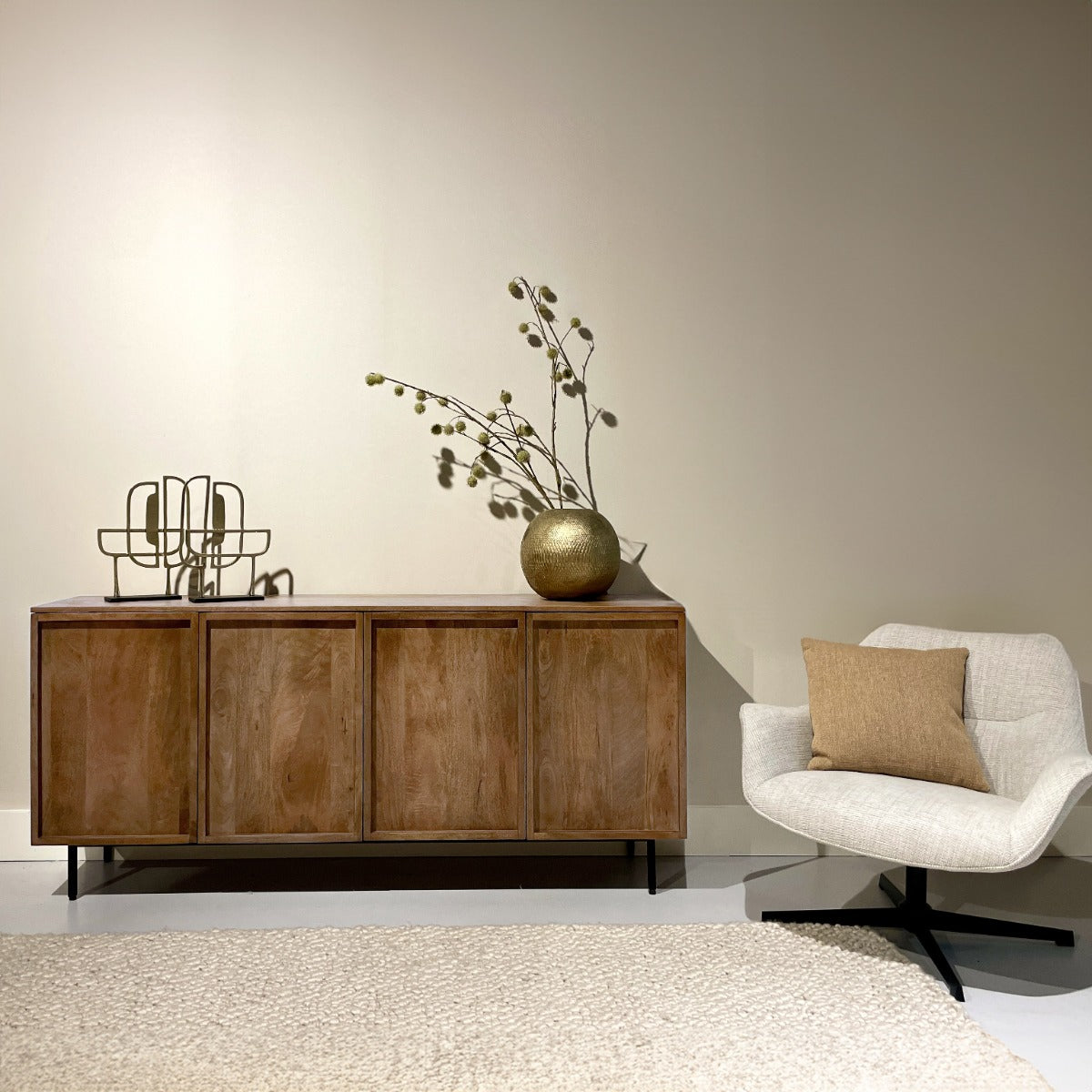 Sideboard Elan aus Mangoholz 180cm - Hellbraun-Sideboards-Livingfurn-le canapé
