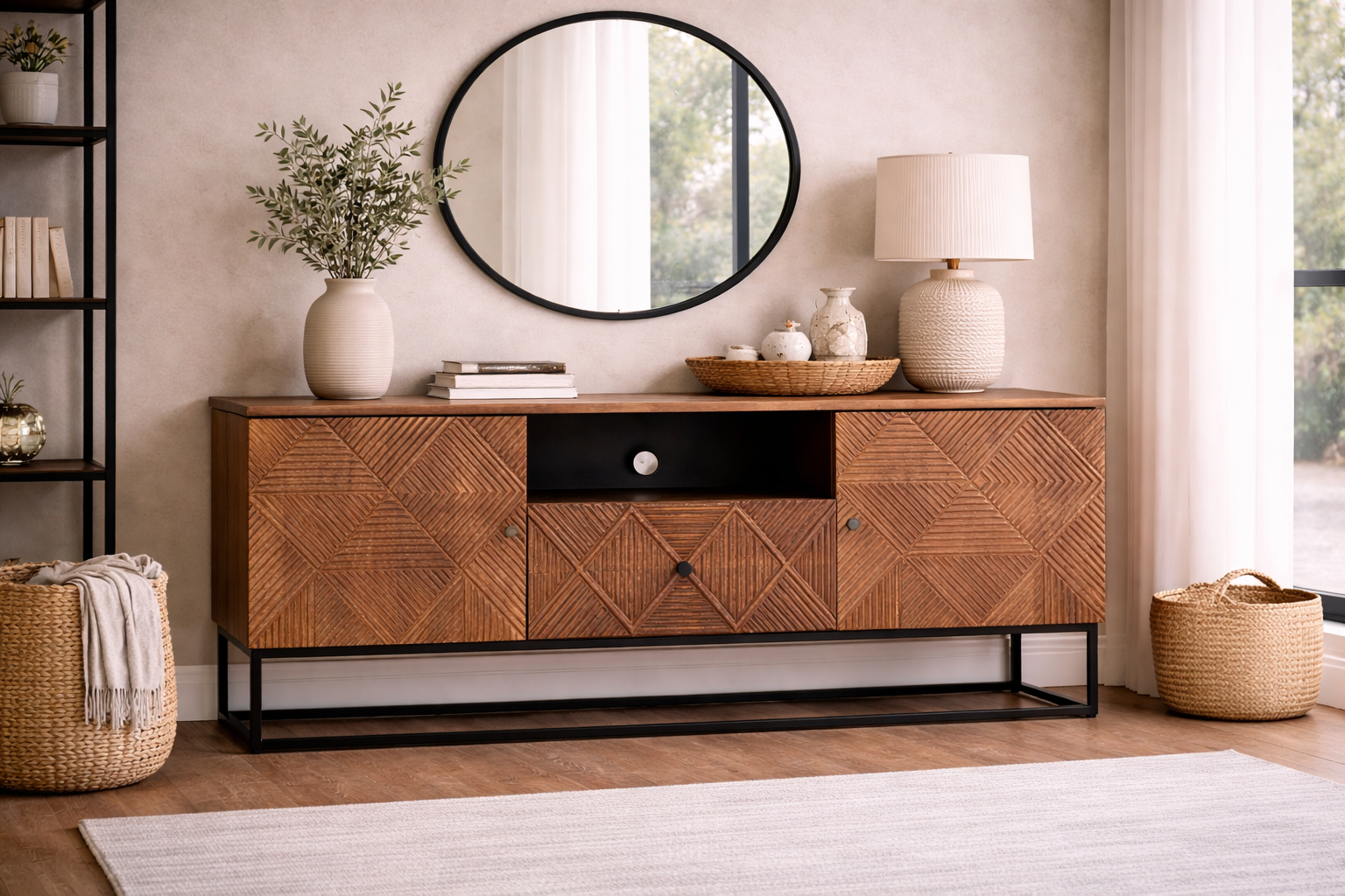 Sideboard Jasmin aus Mangoholz 125cm - Dunkelbraun-Sideboards-Benoa-le canapé