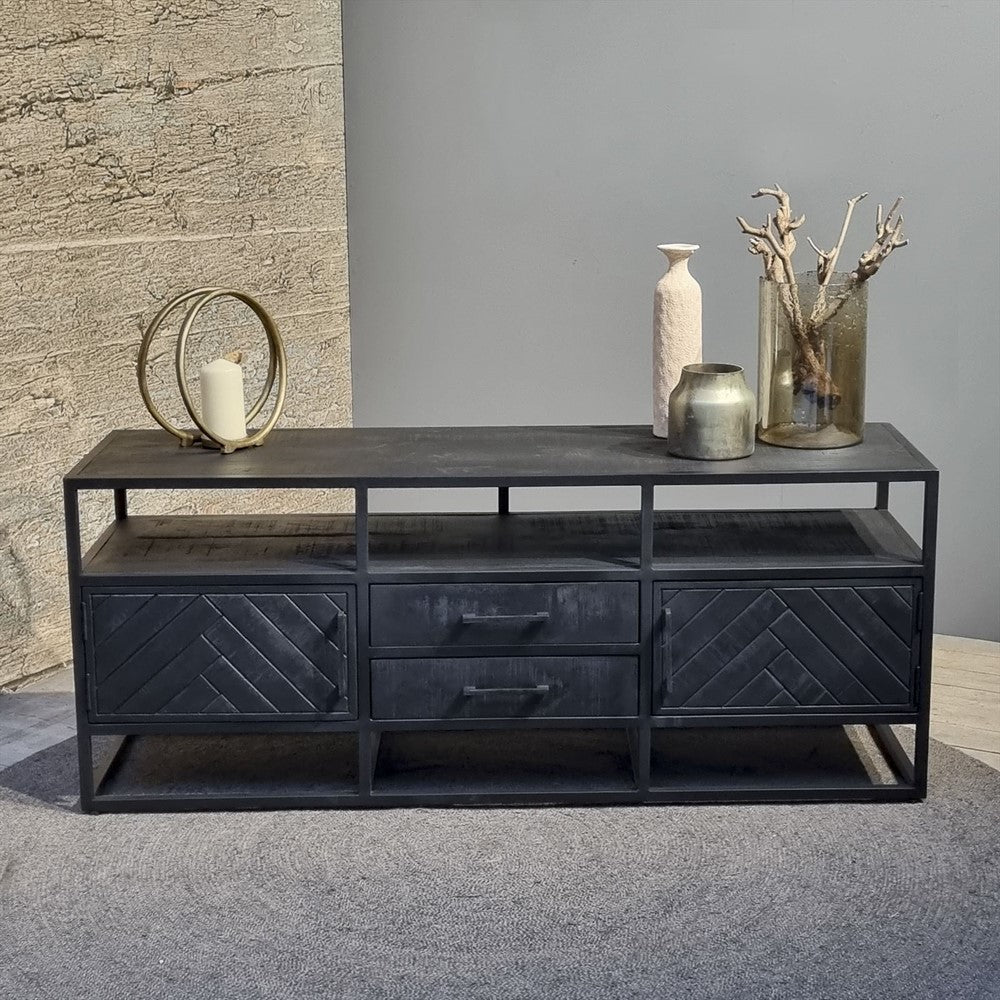 Sideboard Jax aus Metall und Mangoholz 150cm - Schwarz-Sideboards-Benoa-le canapé