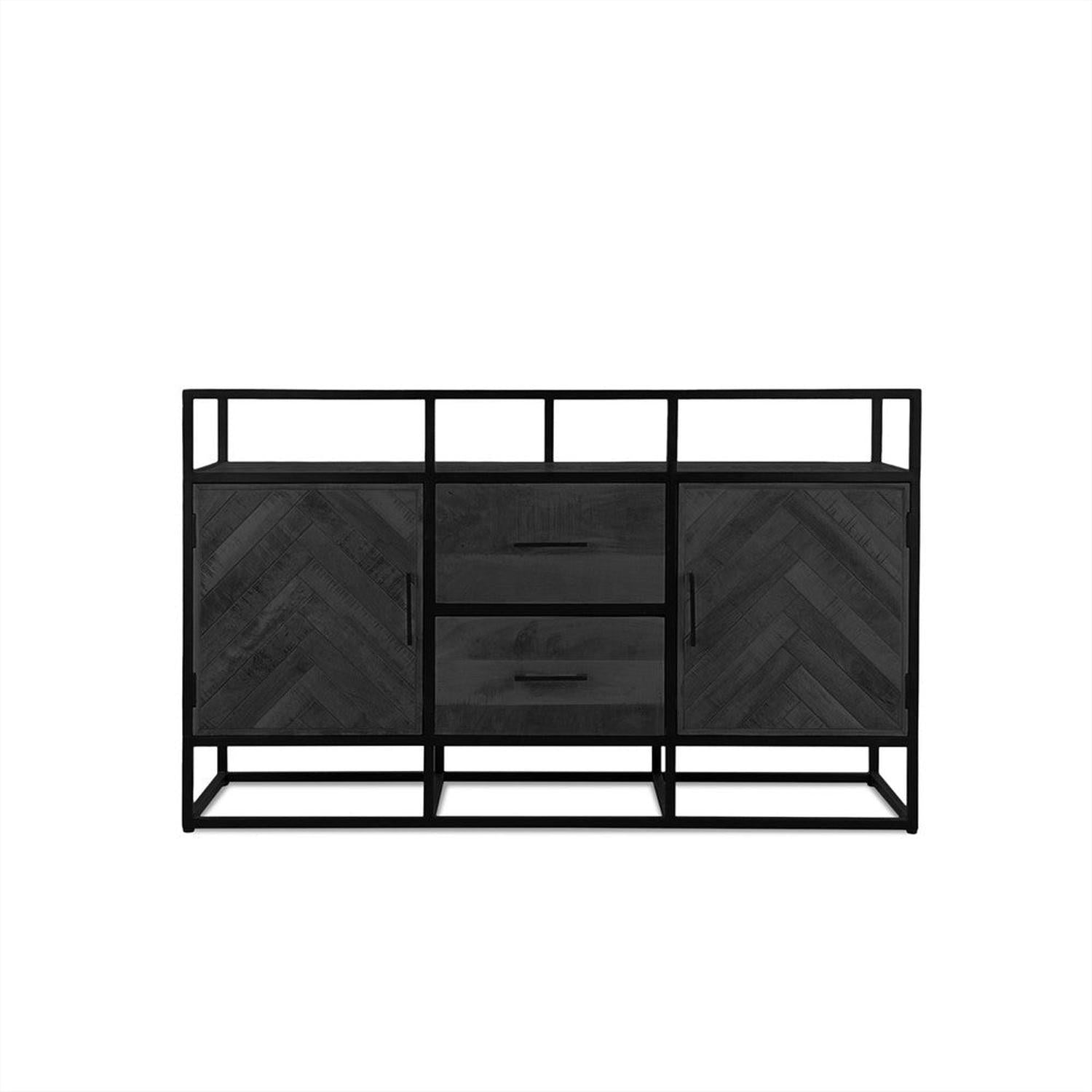 Sideboard Jax aus Metall und Mangoholz 150cm - Schwarz-Sideboards-Benoa-le canapé