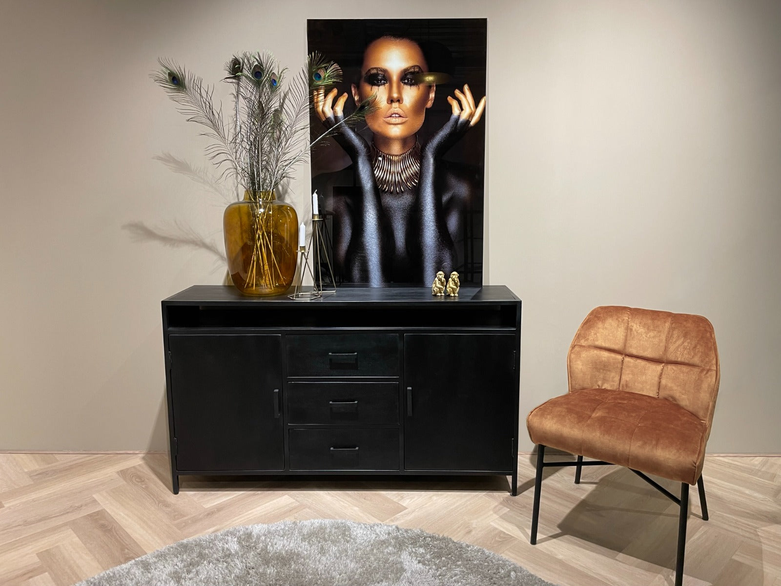 Sideboard Kala aus Mangoholz 150*40cm - Schwarz-Sideboards-Livingfurn-le canapé