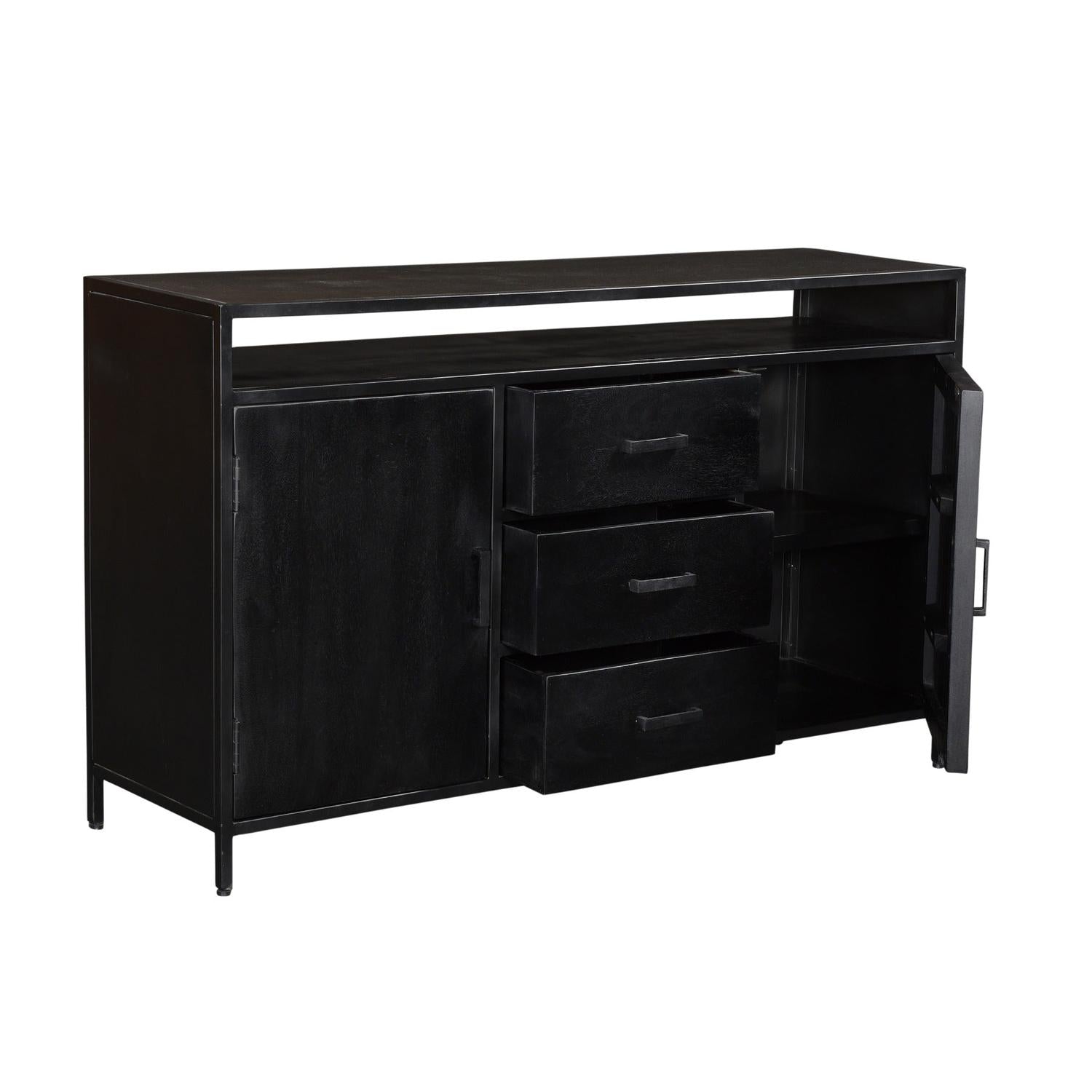 Sideboard Kala aus Mangoholz 150*40cm - Schwarz-Sideboards-Livingfurn-le canapé