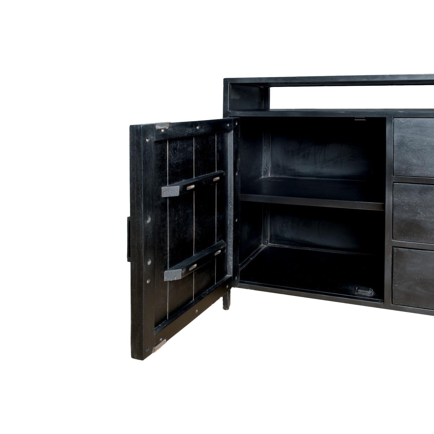 Sideboard Kala aus Mangoholz 150*40cm - Schwarz-Sideboards-Livingfurn-le canapé