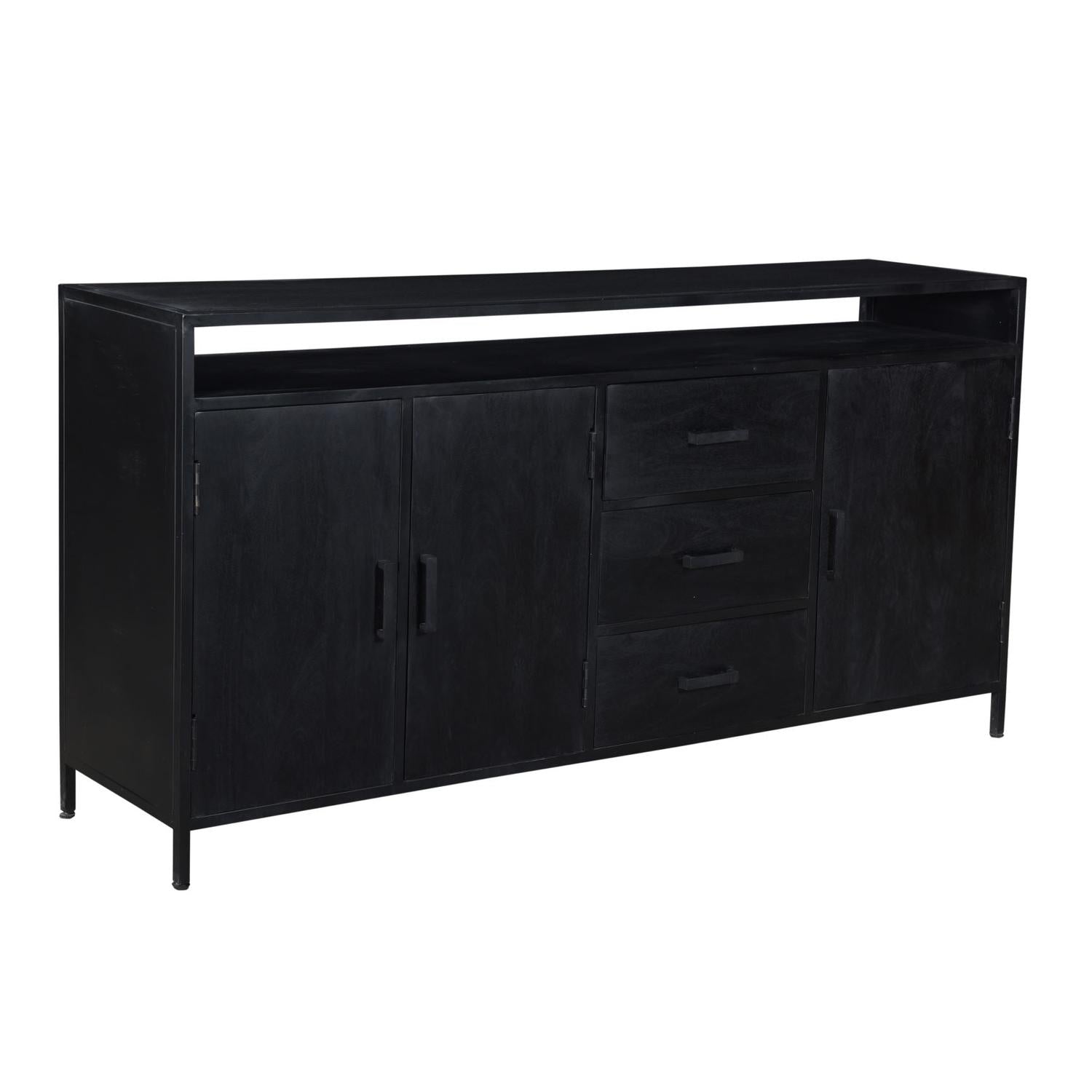 Sideboard Kala aus Mangoholz 180*40cm - Schwarz-Sideboards-Livingfurn-le canapé