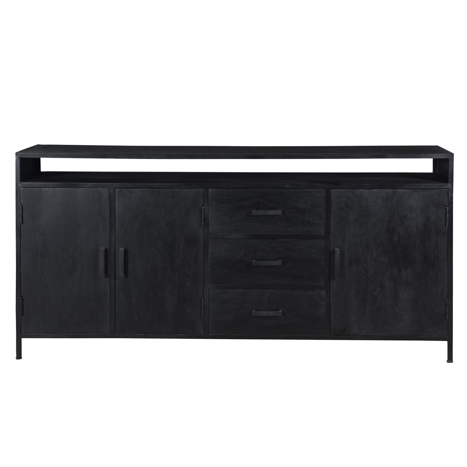 Sideboard Kala aus Mangoholz 180*40cm - Schwarz-Sideboards-Livingfurn-le canapé