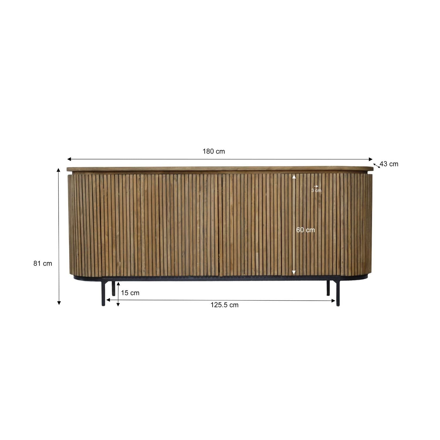 Sideboard Lausanne aus Teakholz 180cm - Braun-Sideboards-Livingfurn-le canapé
