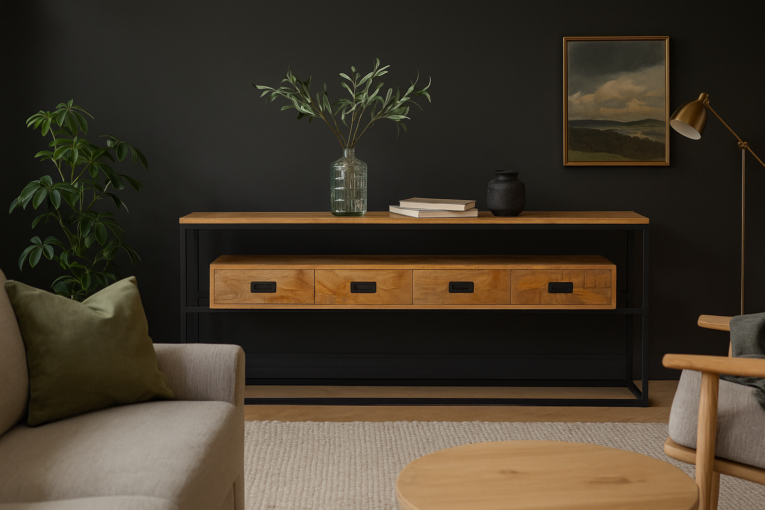 Sideboard Len 180x77cm - Hellbraun-Sideboards-Benoa-le canapé