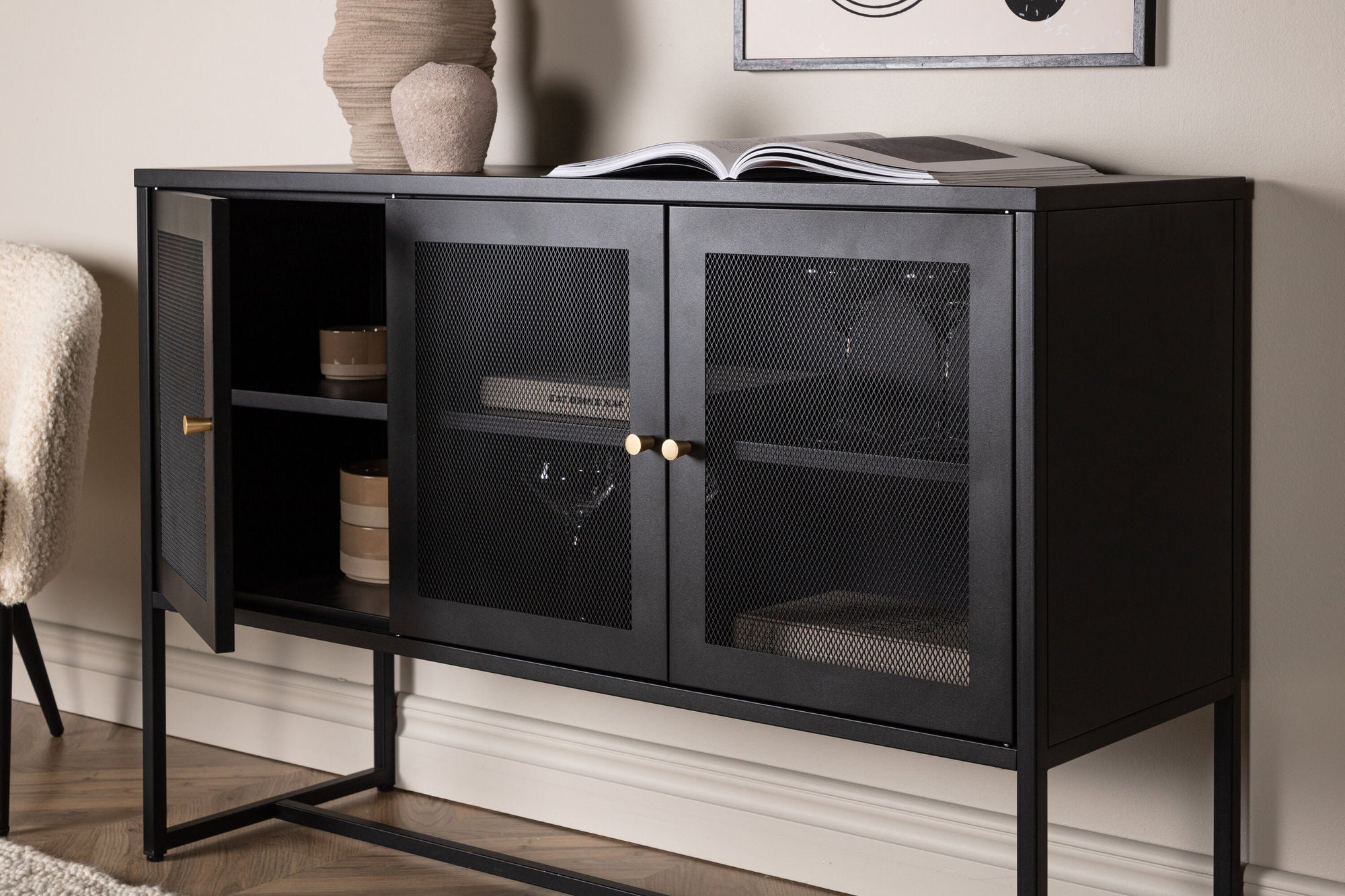 Sideboard Malla aus Metall 120cm - Schwarz-Sideboards-Venture Home-le canapé