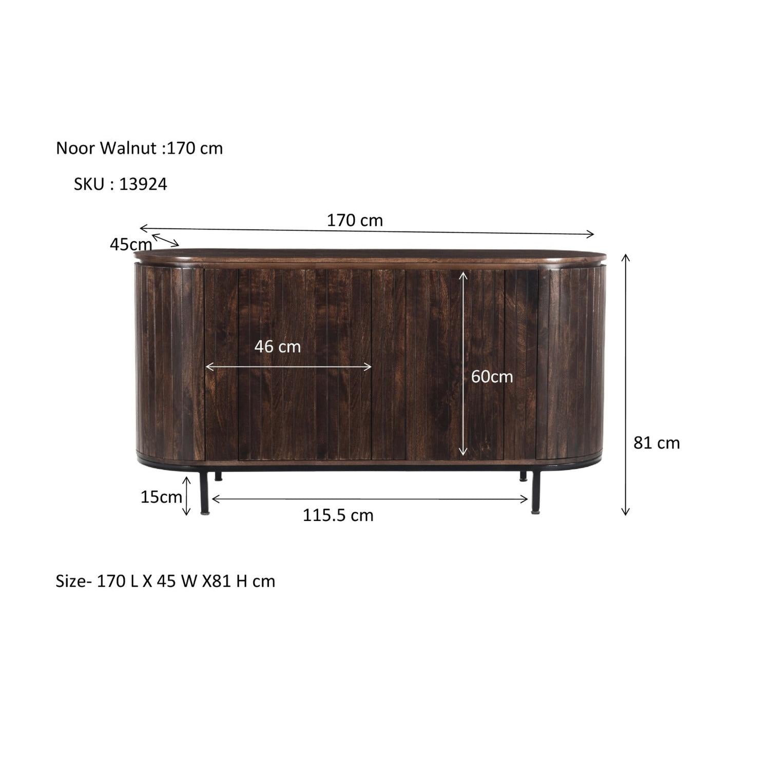 Sideboard Noor aus Mangoholz 170cm - Dunkelbraun-Sideboards-Livingfurn-le canapé