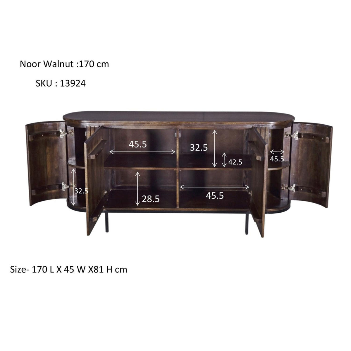 Sideboard Noor aus Mangoholz 170cm - Dunkelbraun-Sideboards-Livingfurn-le canapé
