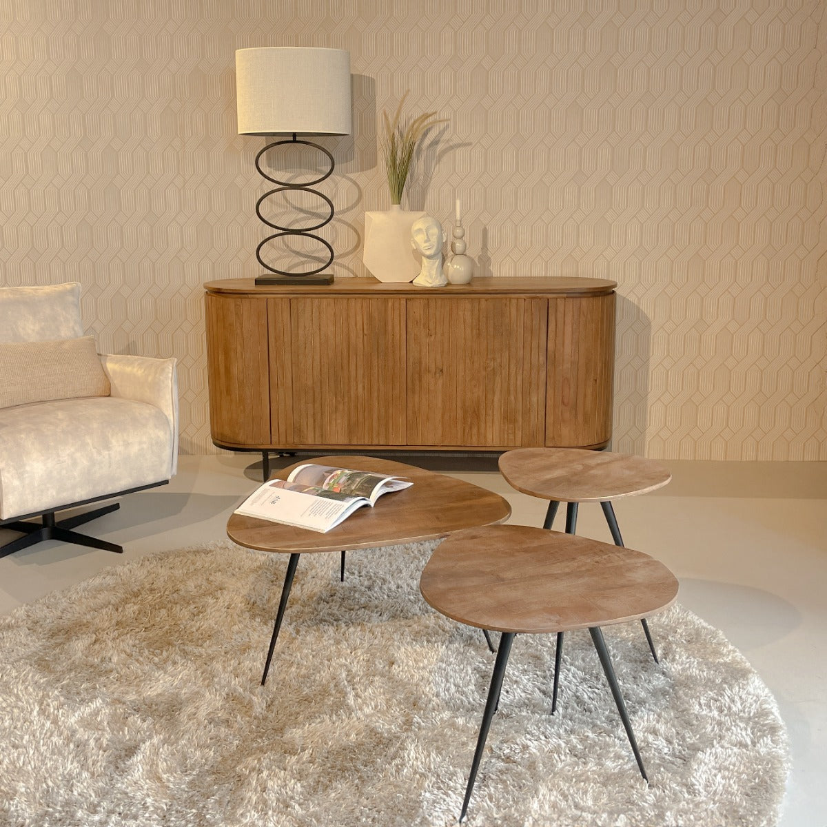 Sideboard Noor aus Mangoholz 170cm - Hellbraun-Sideboards-Livingfurn-le canapé