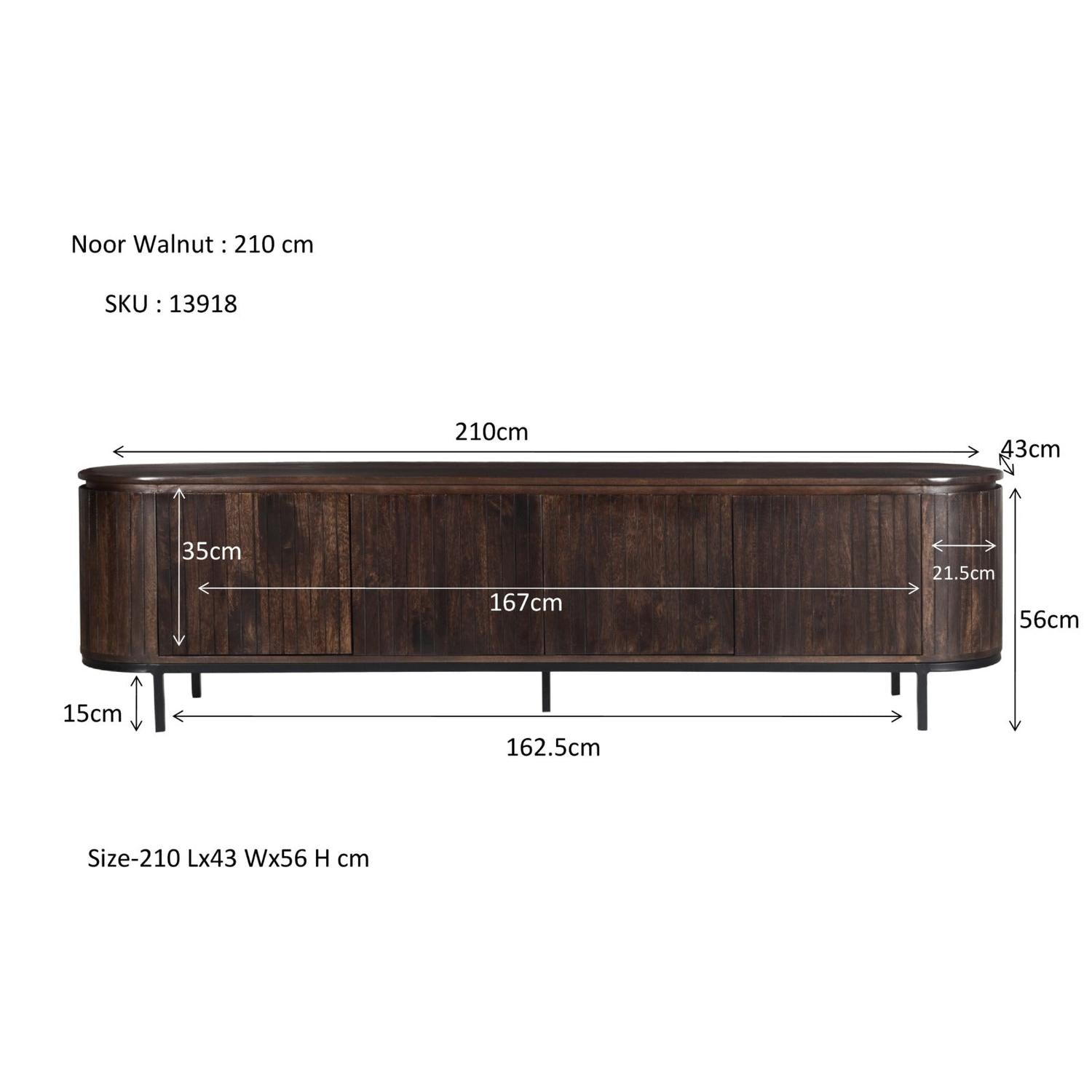 Sideboard Noor aus Mangoholz 210cm - Dunkelbraun-Sideboards-Livingfurn-le canapé