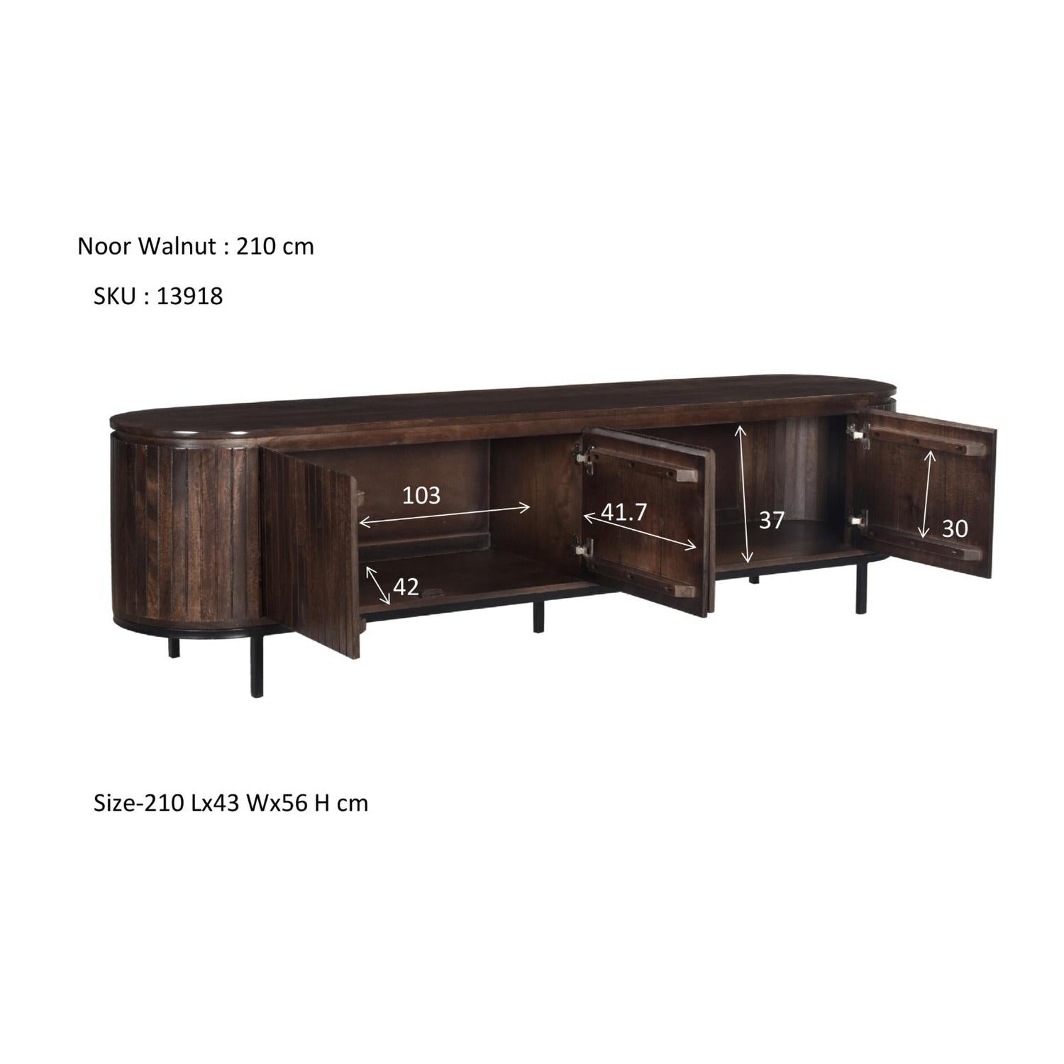 Sideboard Noor aus Mangoholz 210cm - Dunkelbraun-Sideboards-Livingfurn-le canapé