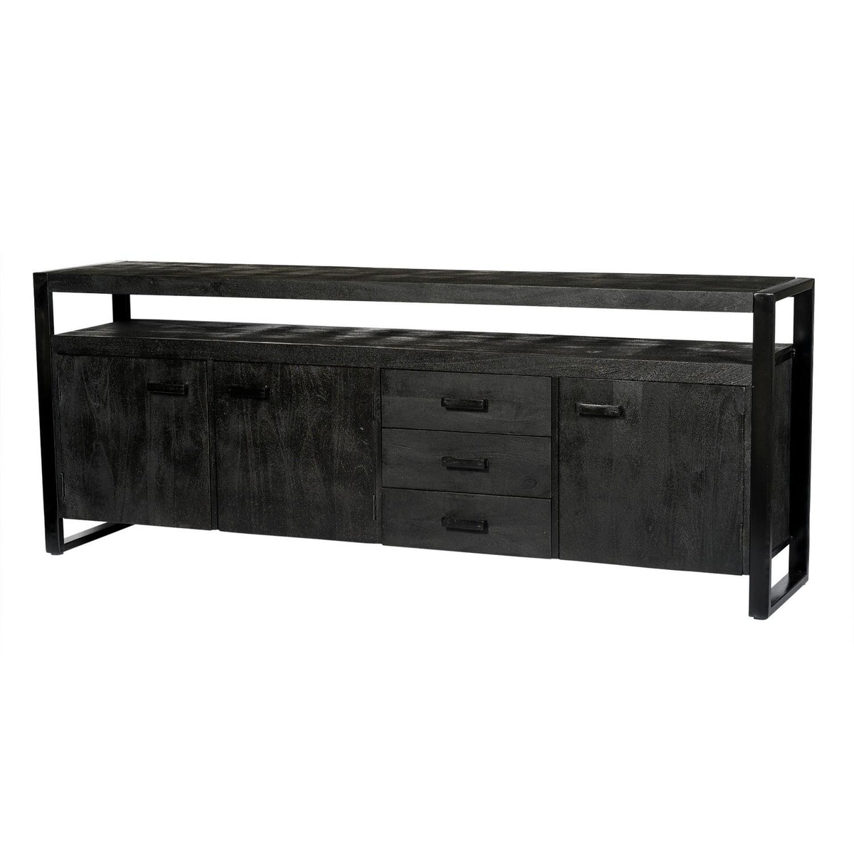 Sideboard Norris aus Mangoholz 210cm - Schwarz-Sideboards-Livingfurn-le canapé